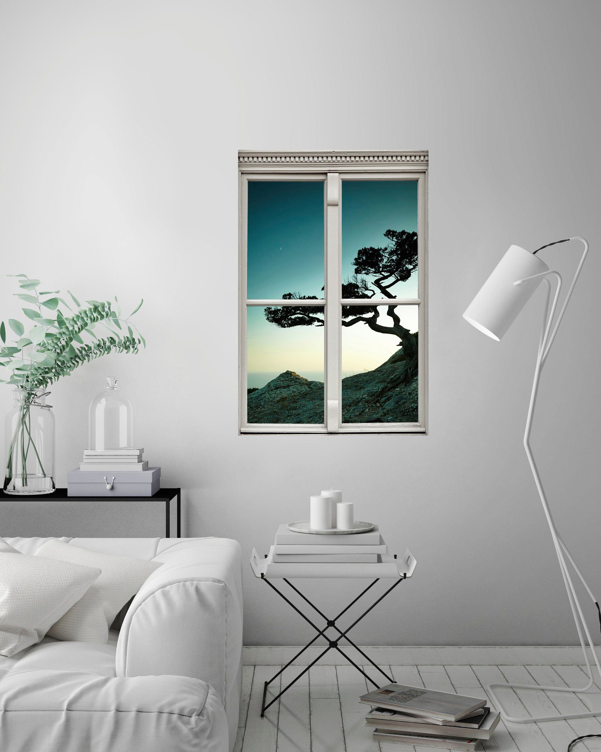 queence Wandfolie Kust Muursticker, muurdecoratie, zelfklevend, 3D, raam