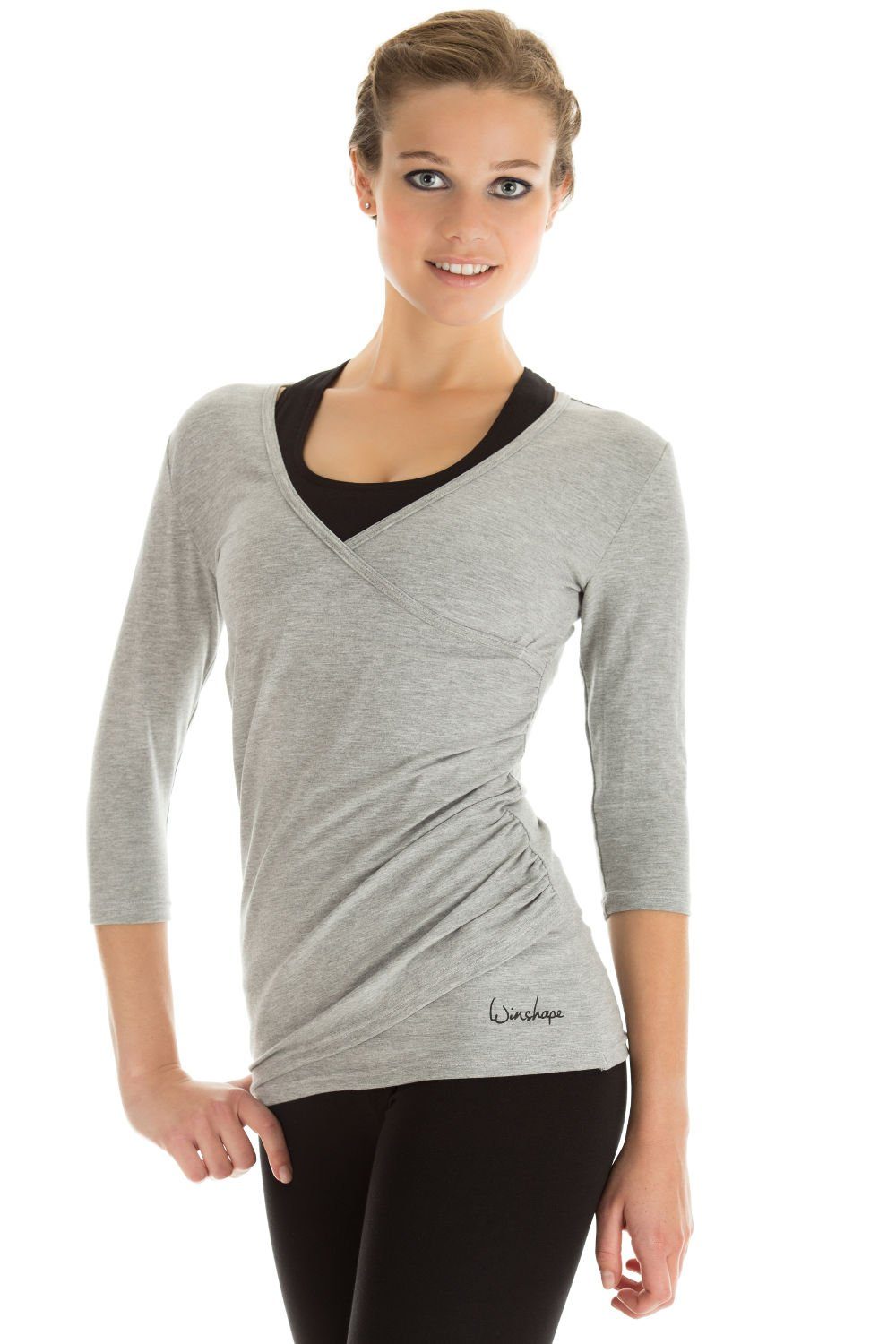 Winshape Wikkelshirt WS3 ¾-mouw dames shirts maat XS grijs