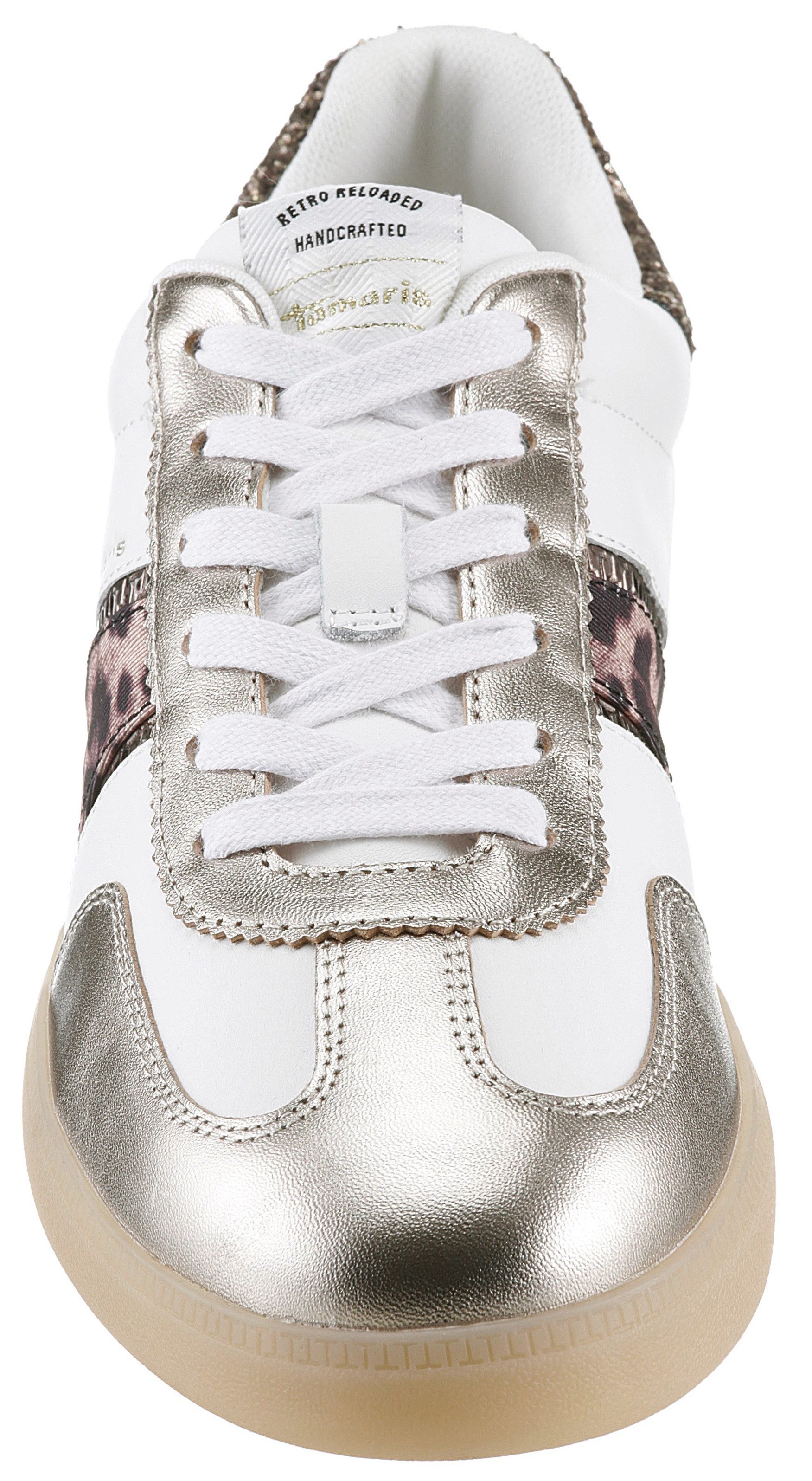 Tamaris Sneakers , vrijetijdsschoen, lage schoen, veterschoen met glitter op de hiel