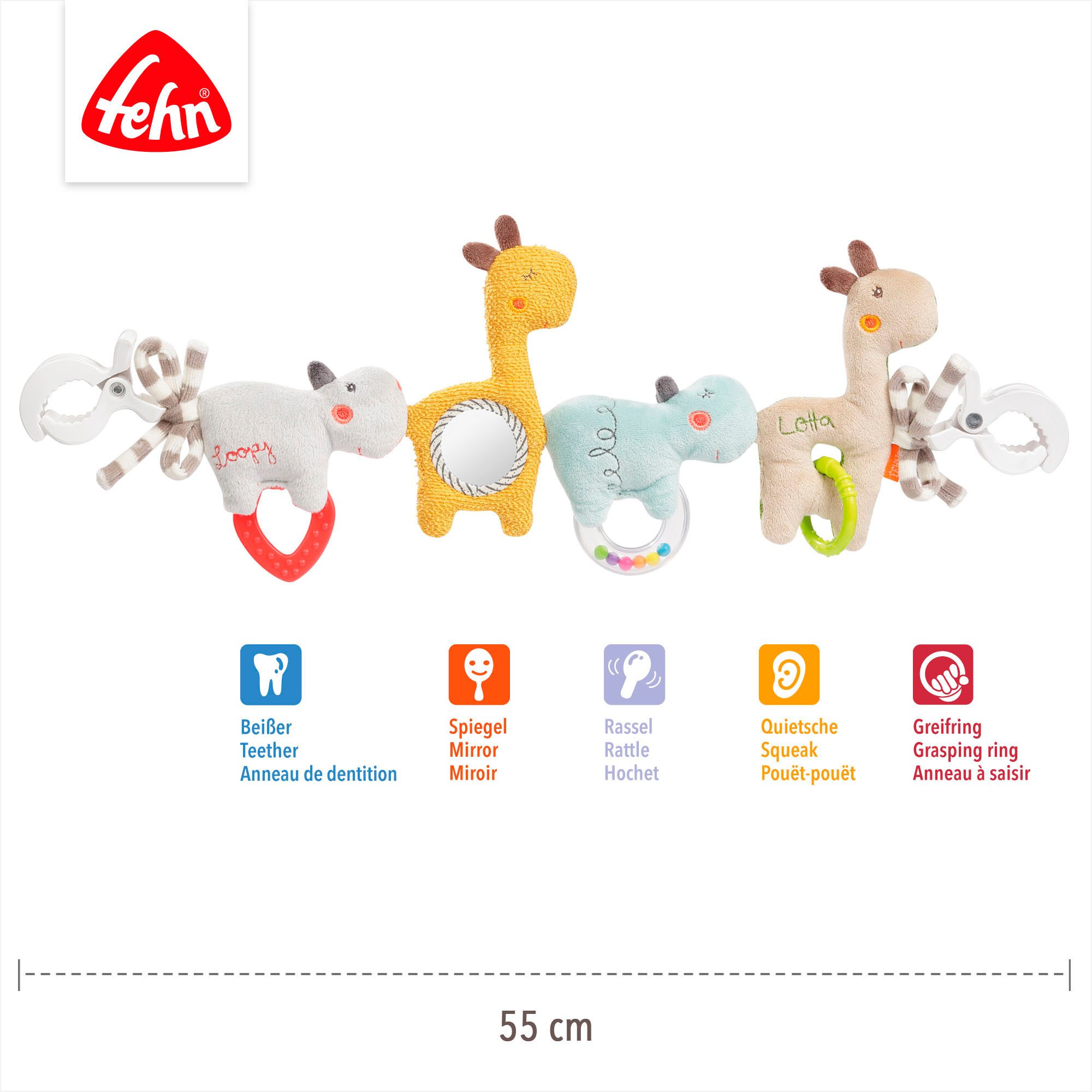 Fehn Kinderwagenketting Classic Stars, Loopy & Lotta