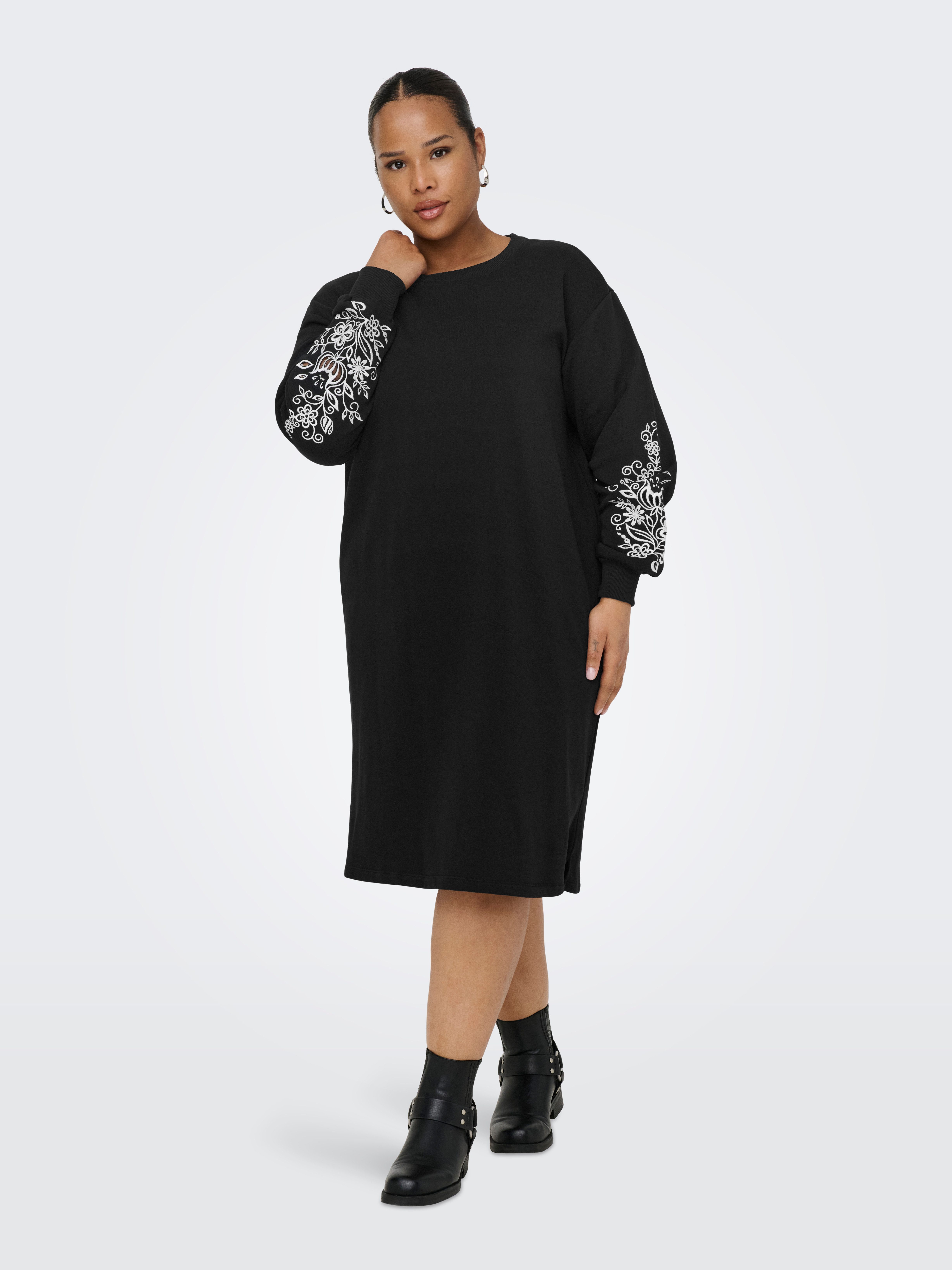 ONLY CARMAKOMA Sweatjurk CARJENNA LS O-NECK SWEAT DRESS SWT