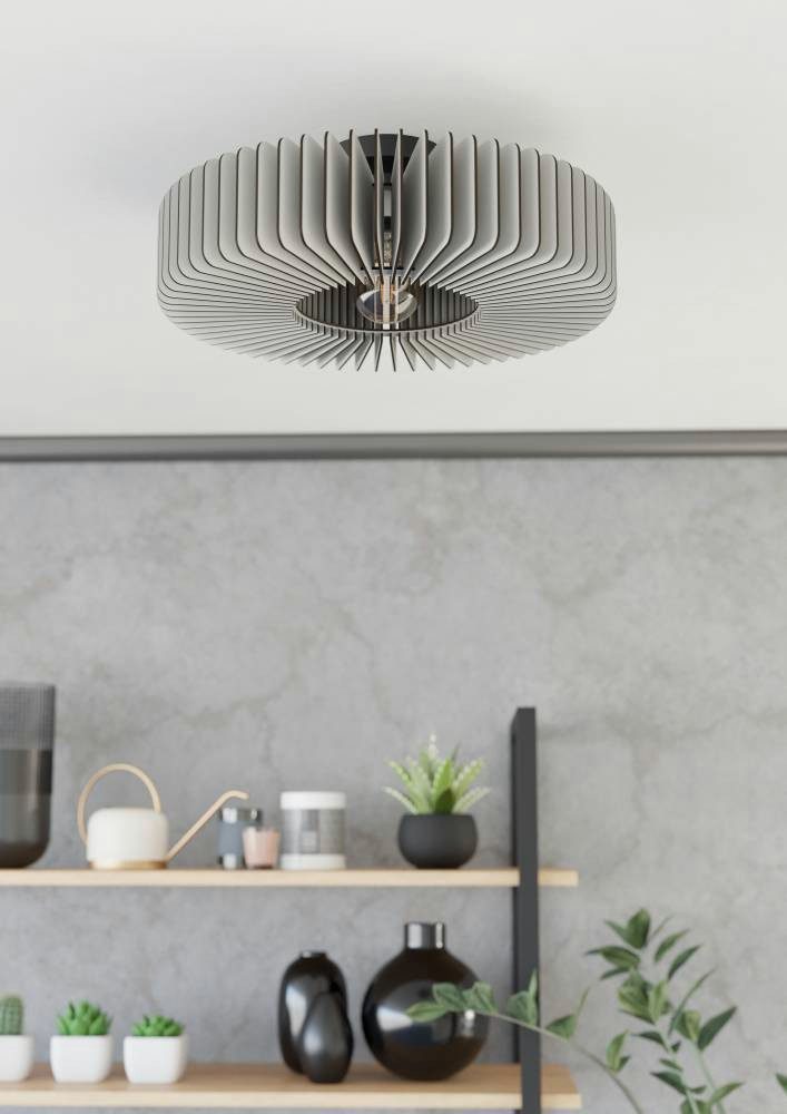 EGLO Plafondlamp PALOMBAIA Plafondlamp, hout in grijs, plafondlamp met E27 fitting, Ø 50 cm (1 stuk)
