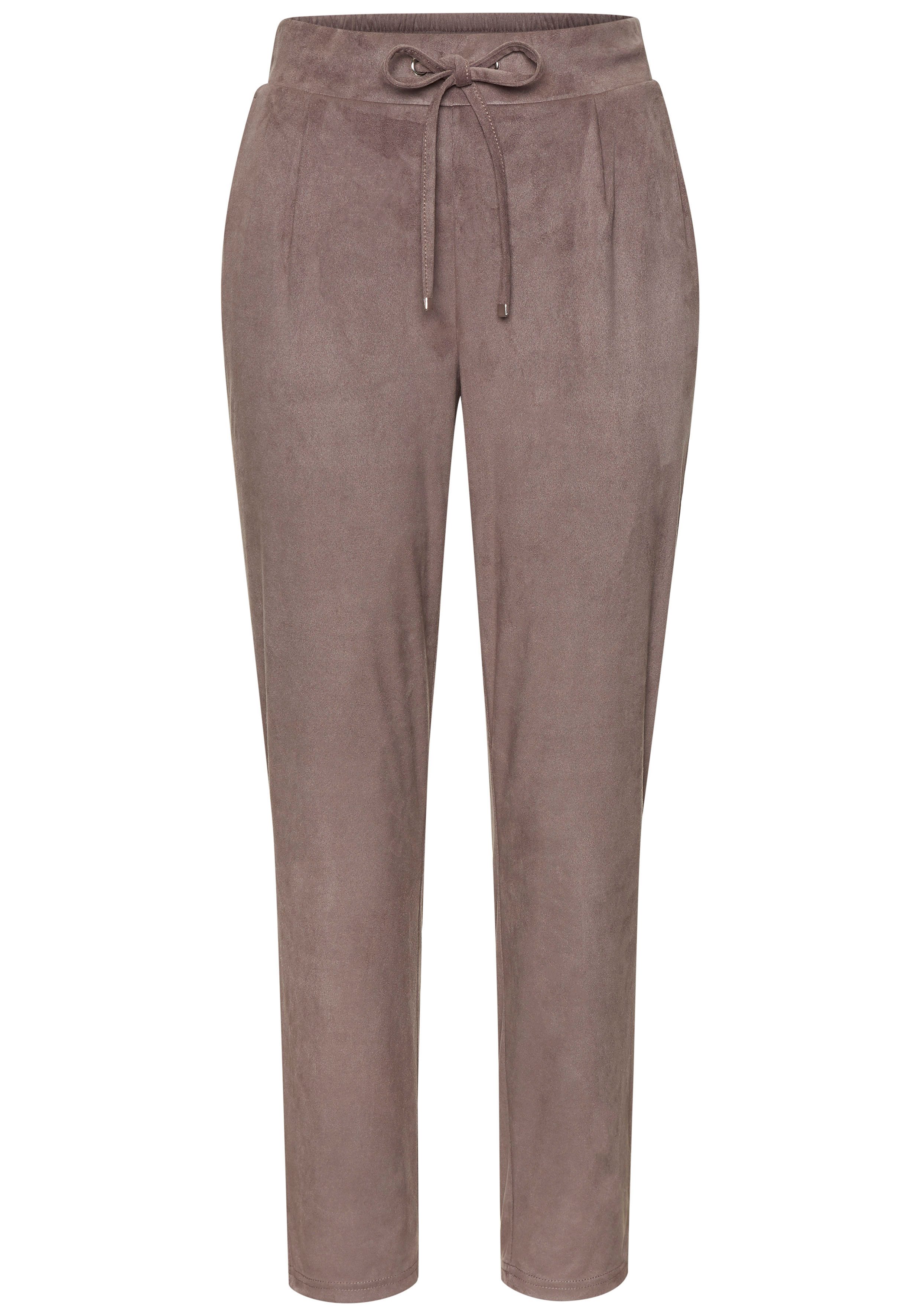 Lascana Comfortbroek van imitatie-suède met zakken, comfortabele stofbroek, elastische tailleband