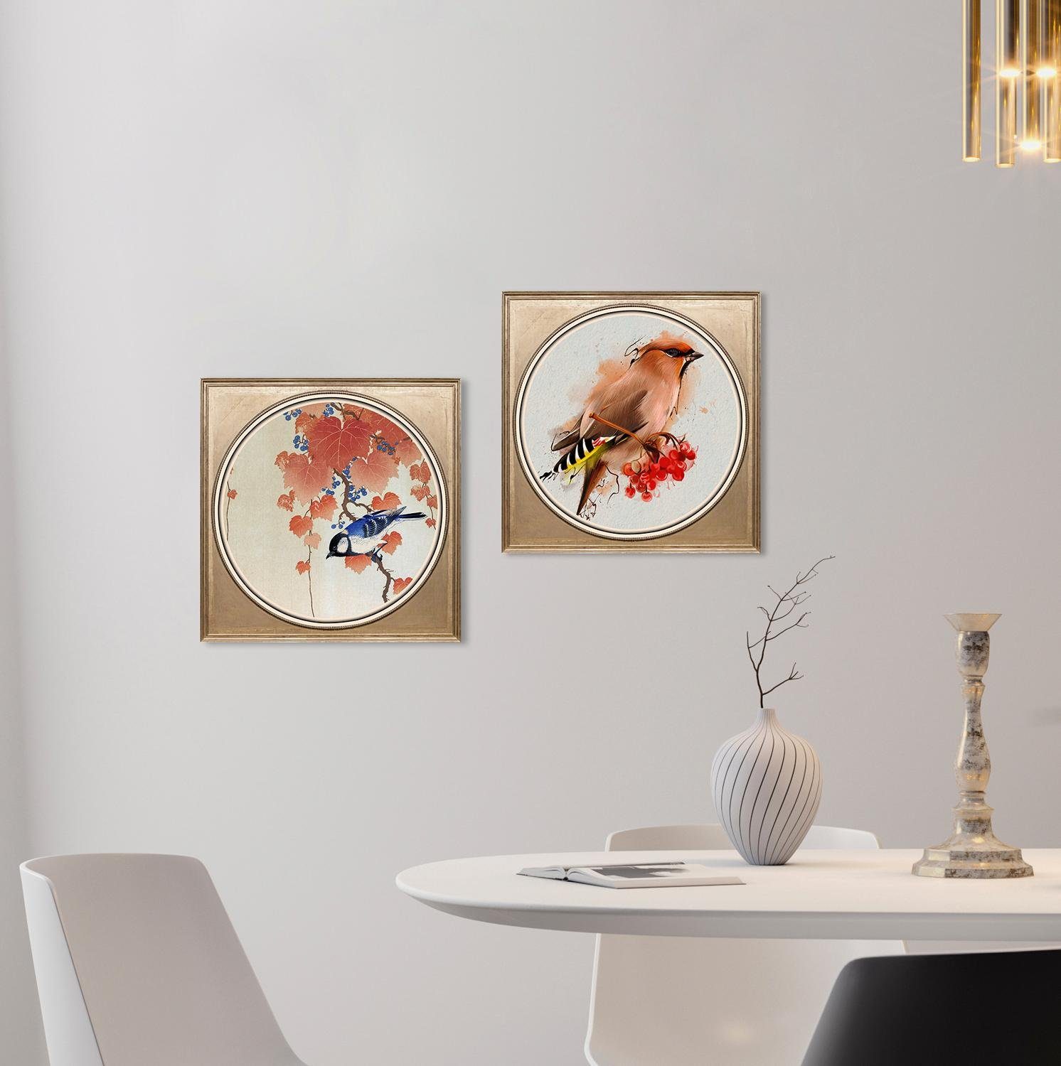 queence Artprint op acrylglas Vogel in wijn Fine Art-print in galeriekwaliteit