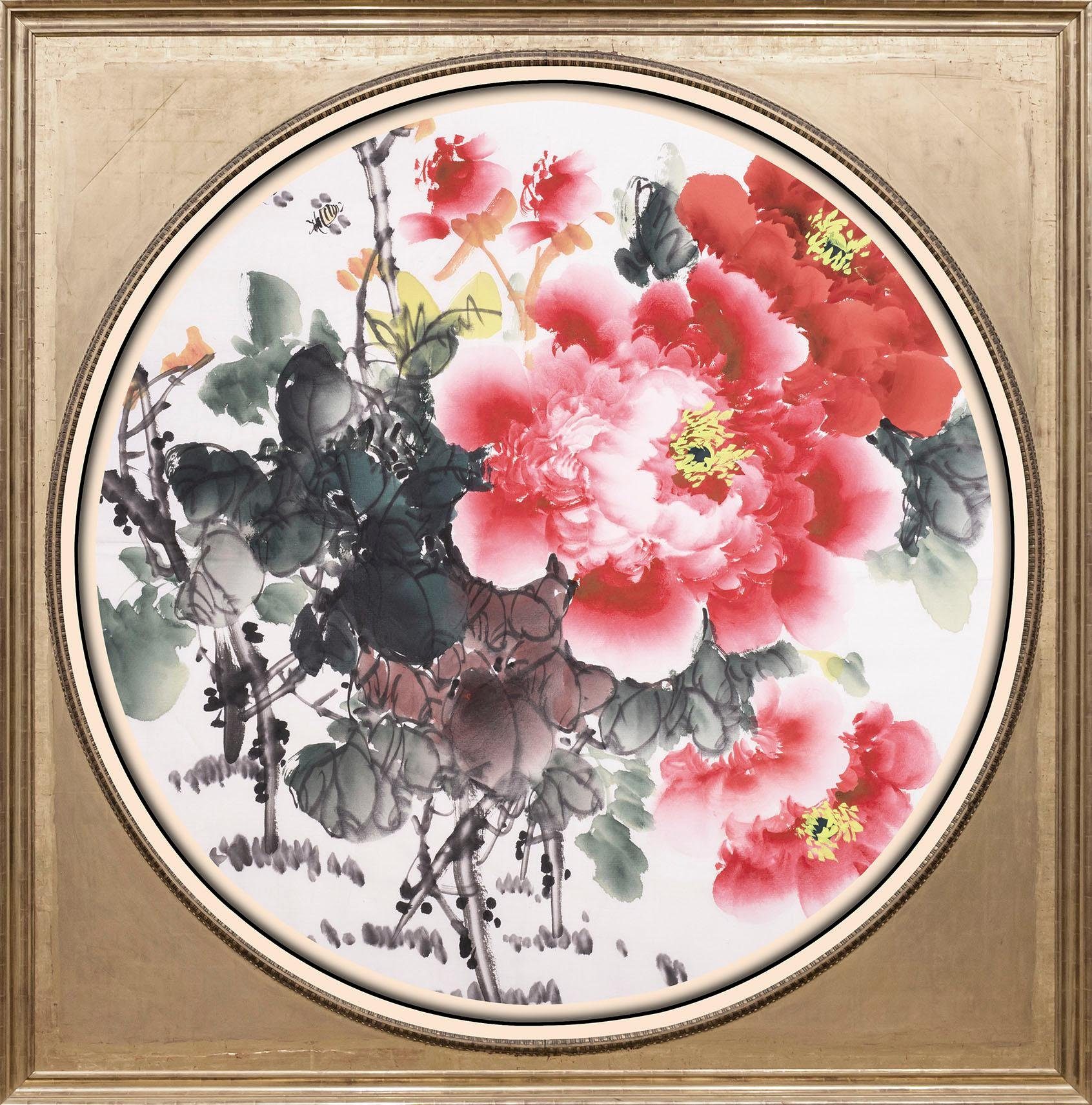 queence Artprint op acrylglas Rode bloemen