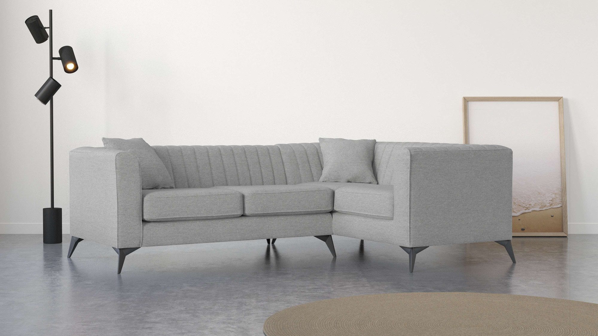 Places of Style Hoekbank MATTHEW L-vorm ideaal voor kleine ruimtes, afmetingen B/D/H: 240/167/74 cm grijs, hoekbanken, 240 cm