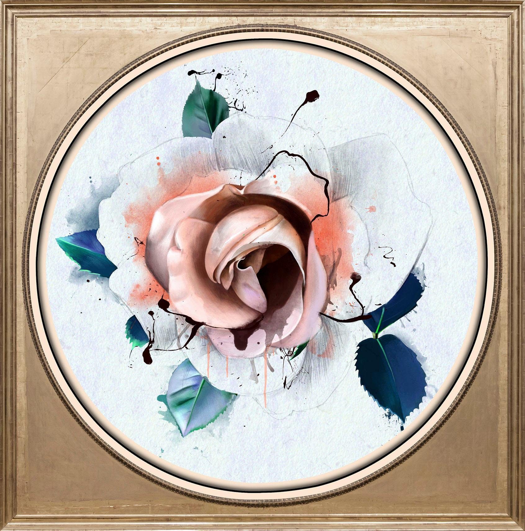 queence Artprint op acrylglas Roos pastel