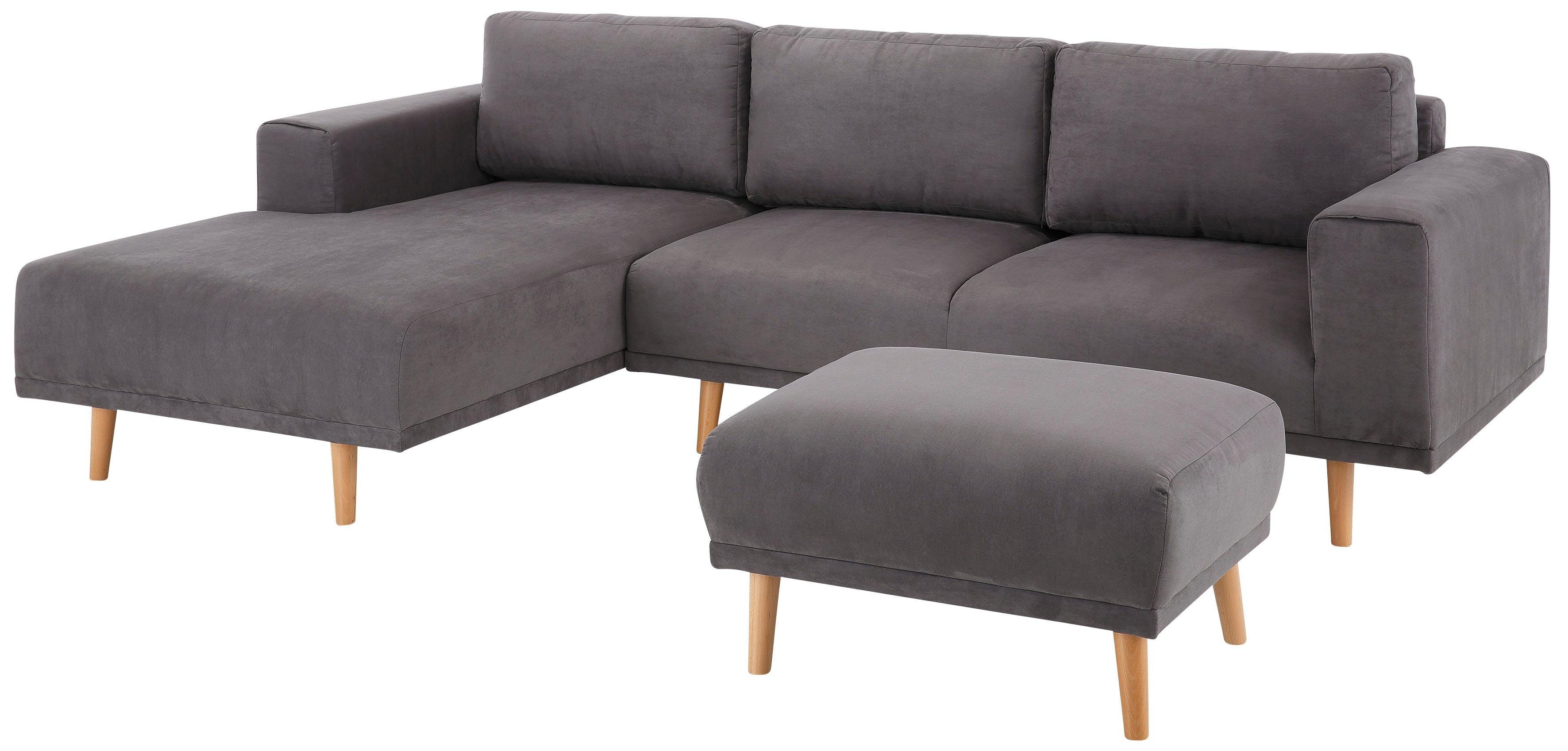 Home affaire Hoekbank Lasse L-vorm in scandinavische stijl met houten poten