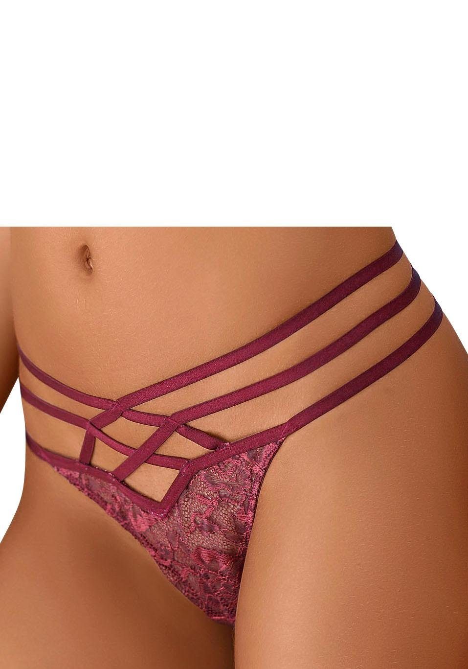 Lascana String met decoratieve bandjes-look