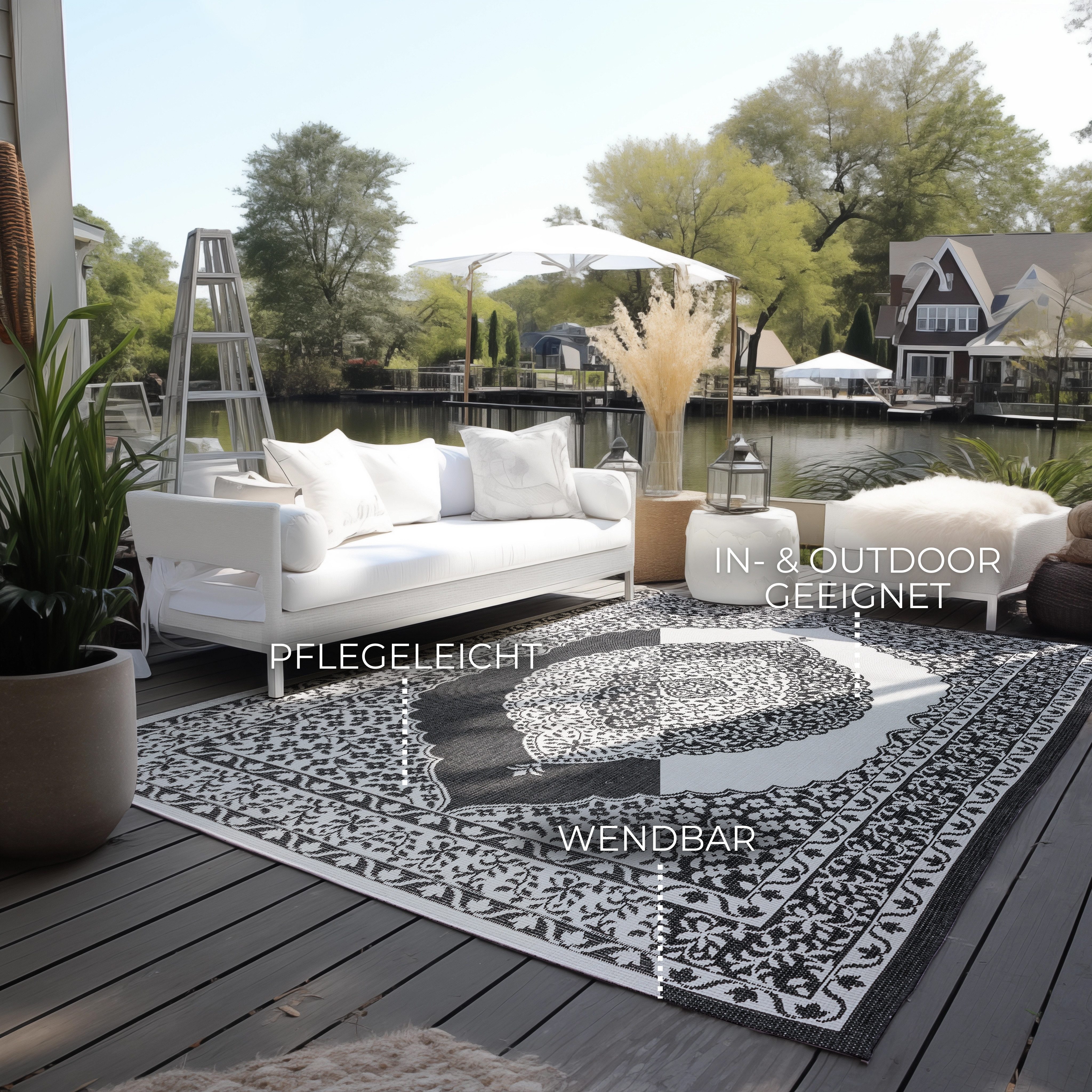 ELLE DECORATION Vloerkleed Meekly omkeerbaar tapijt Vlakweefsel, In-& Outdoor, Modern, tweezijdig, balkon, woonkamer