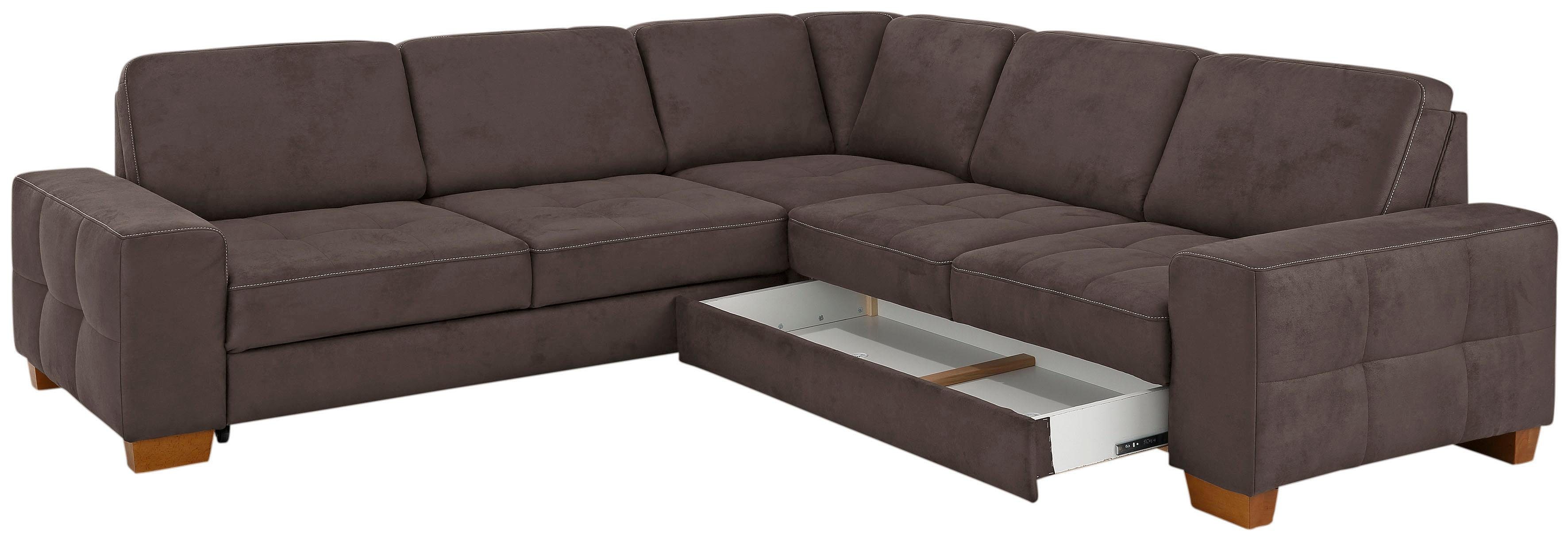 Home affaire Hoekbank Puccini L-vorm met binnenvering, zitdiepteverstelling, contrastnaad
