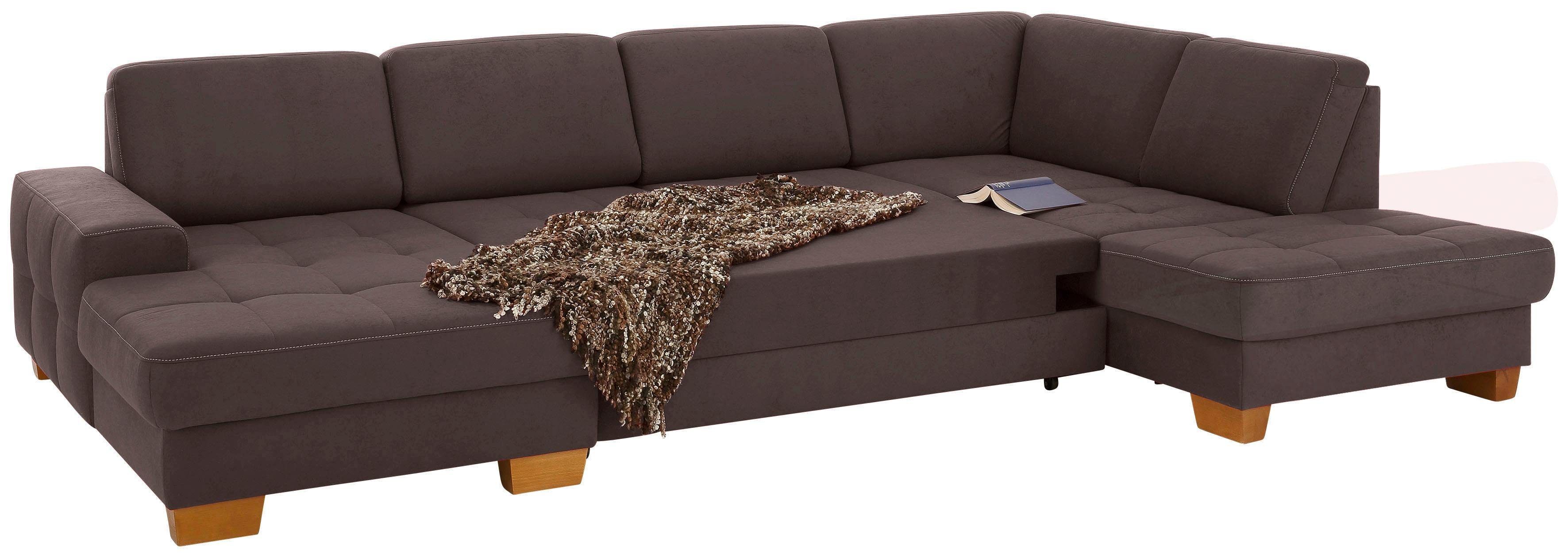 Home affaire Zithoek Puccini U-vorm met binnenvering, zitdiepteverstelling, contrastnaad