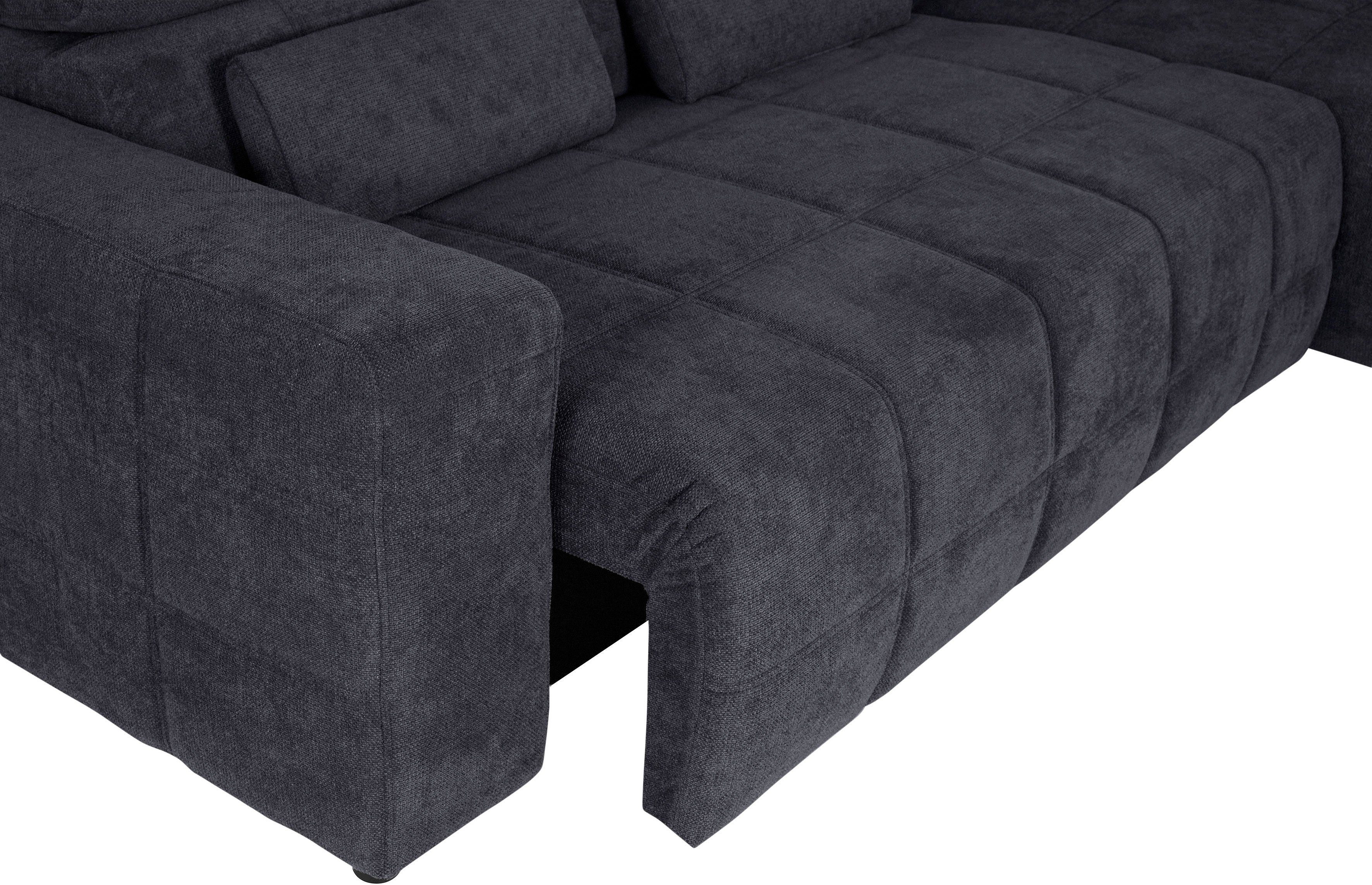 DOMO collection Hoekbank Brandon L-vorm, ook in leer met verstelbare hoofdsteun, naar keuze met verstelbare zitdiepte