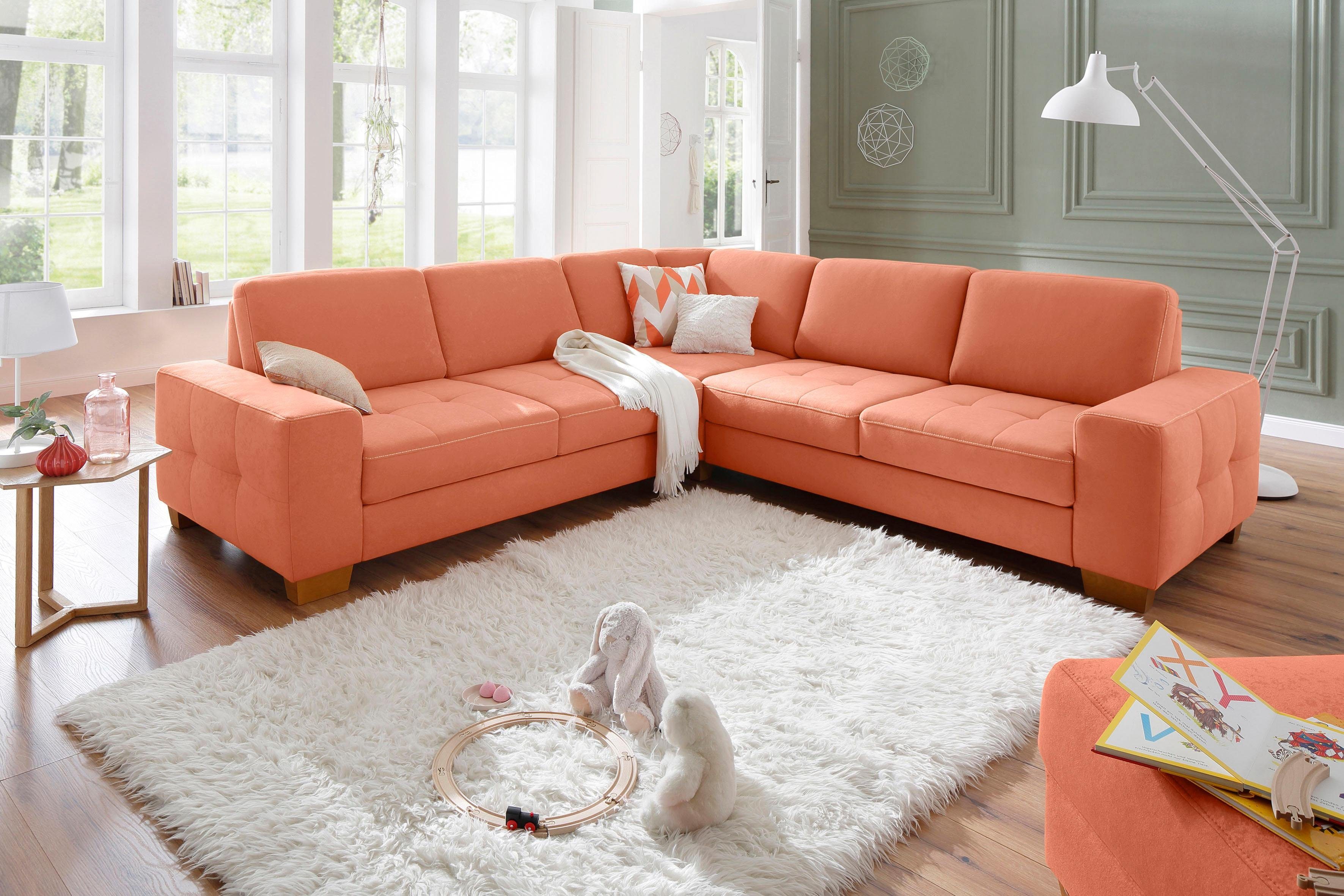 Home affaire Hoekbank Puccini L-vorm met binnenvering, zitdiepteverstelling, contrastnaad