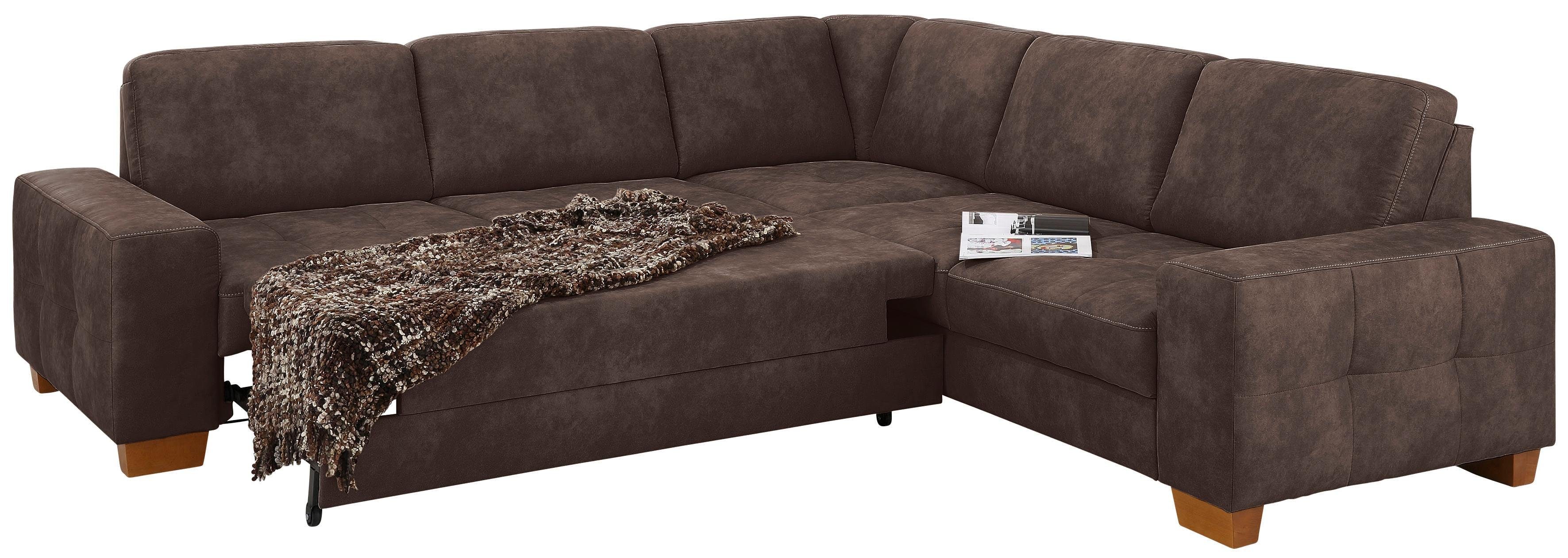 Home affaire Hoekbank Puccini L-vorm met binnenvering, zitdiepteverstelling, contrastnaad