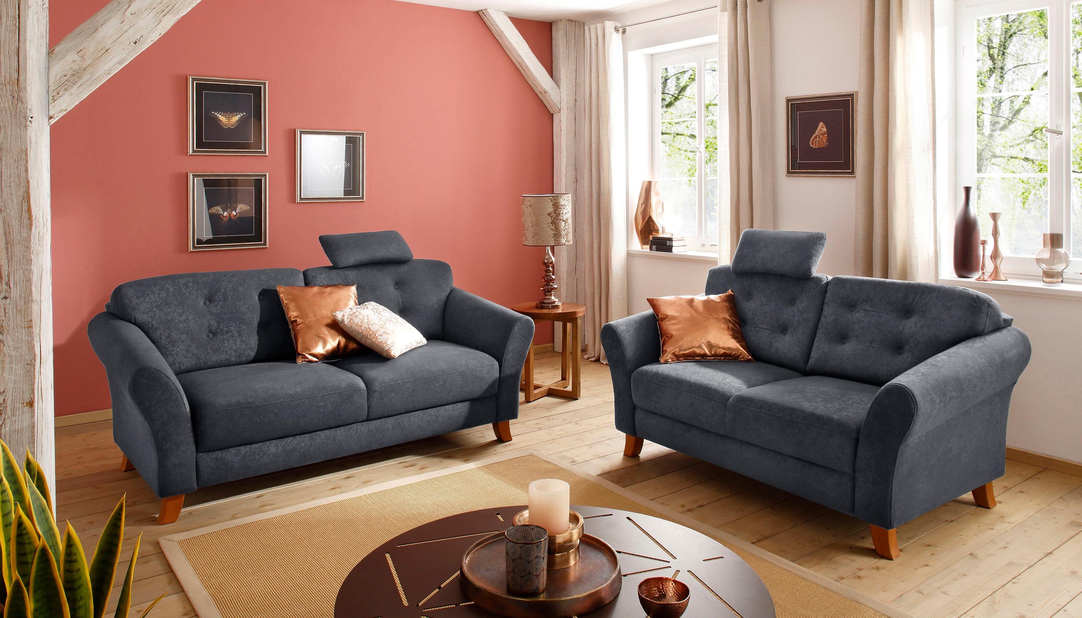 Home affaire 3-zitsbank Trondheim met binnenvering, capitonnage achter