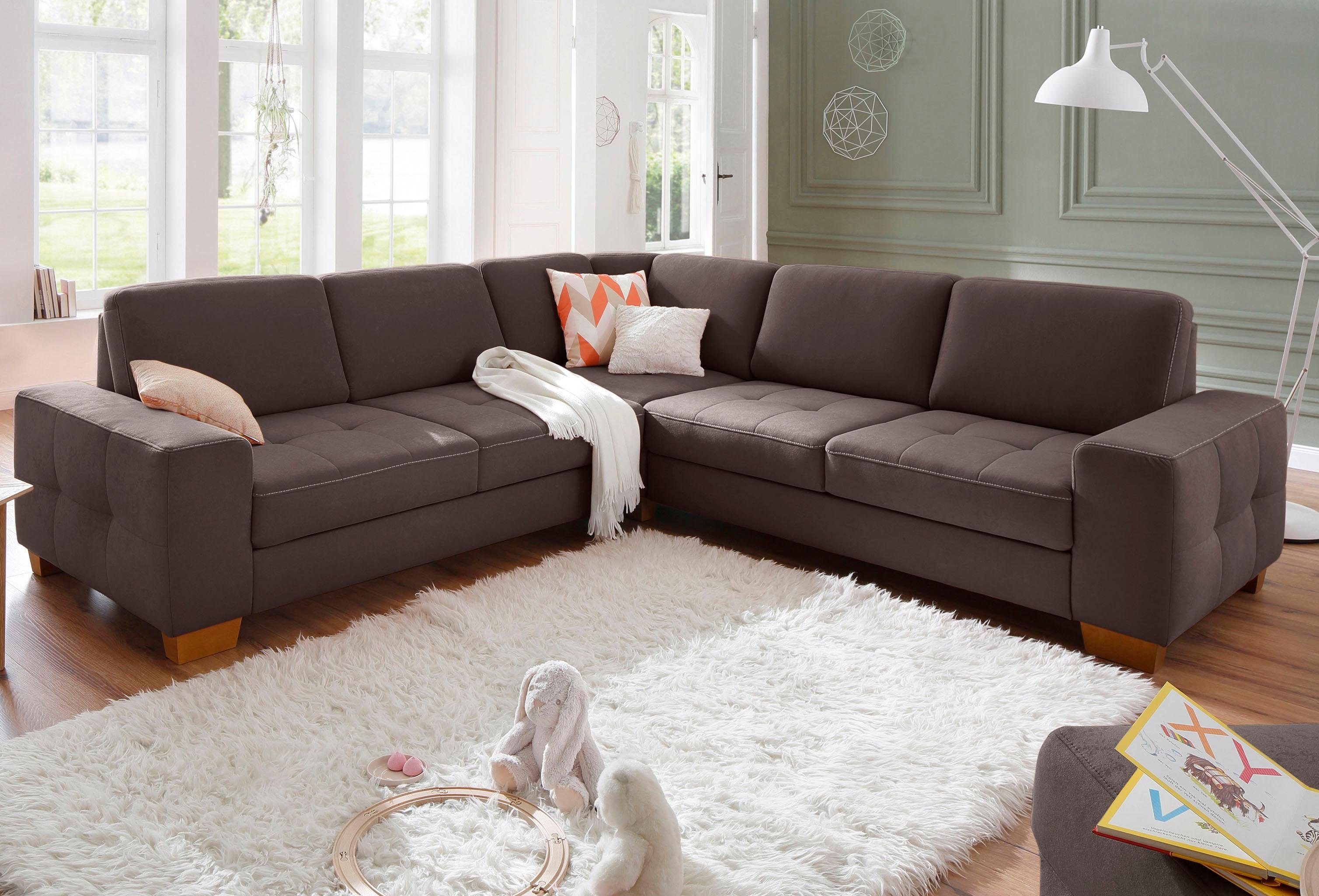 Home affaire Hoekbank Puccini L-vorm met binnenvering, zitdiepteverstelling, contrastnaad