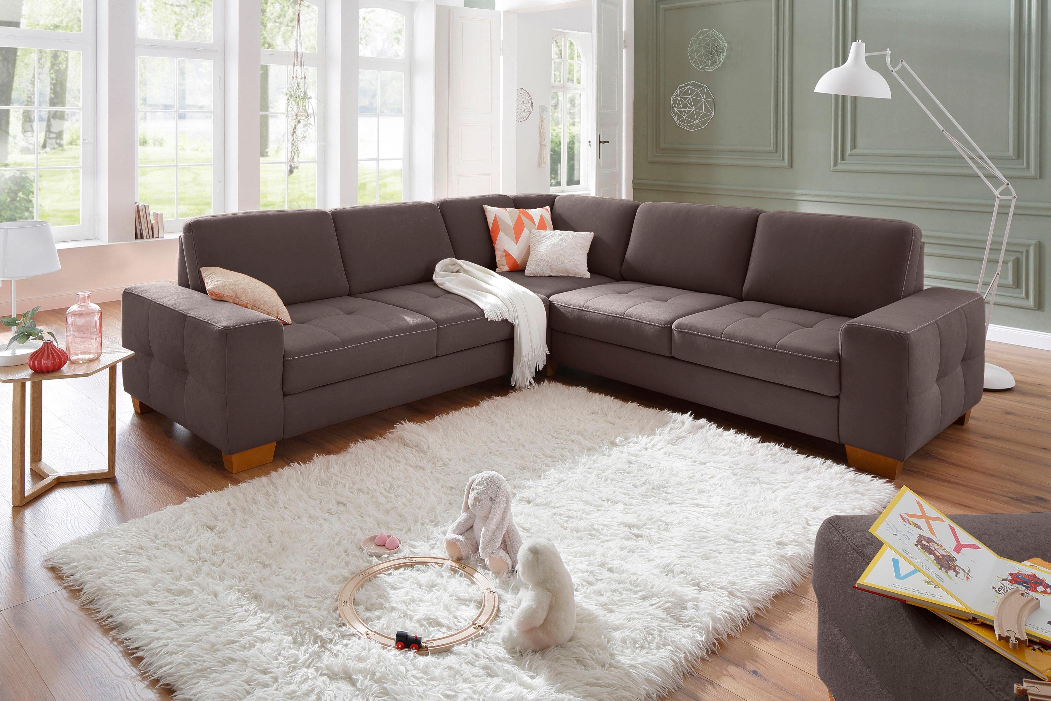 Home affaire Hoekbank Puccini L-vorm met binnenvering, zitdiepteverstelling, contrastnaad