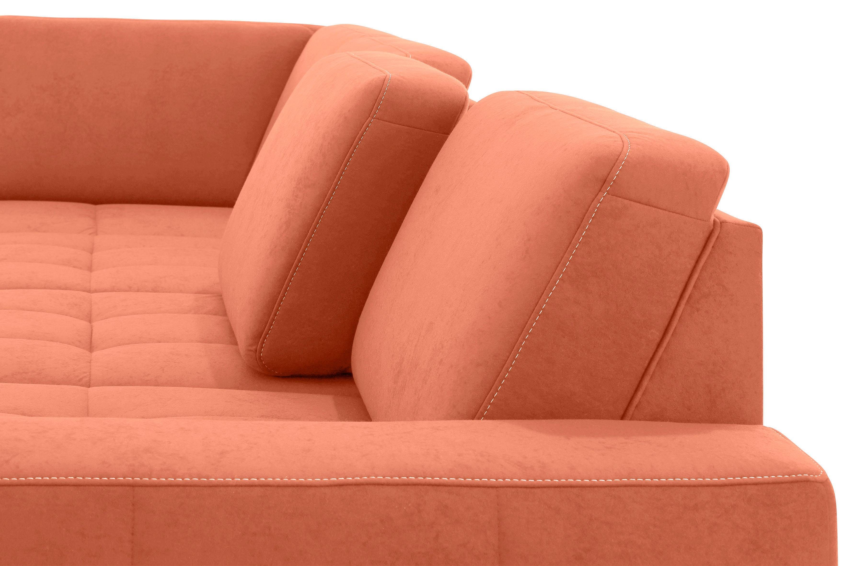 Home affaire Zithoek Puccini U-vorm met binnenvering, zitdiepteverstelling, contrastnaad