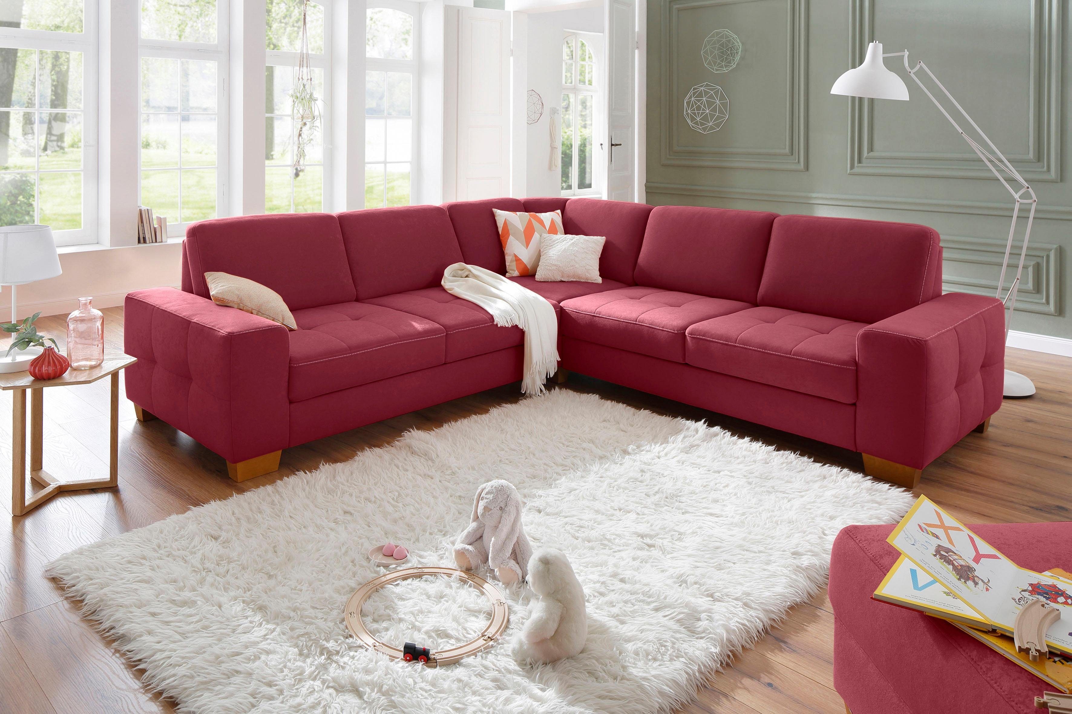 Home affaire Hoekbank Puccini L-vorm met binnenvering, zitdiepteverstelling, contrastnaad