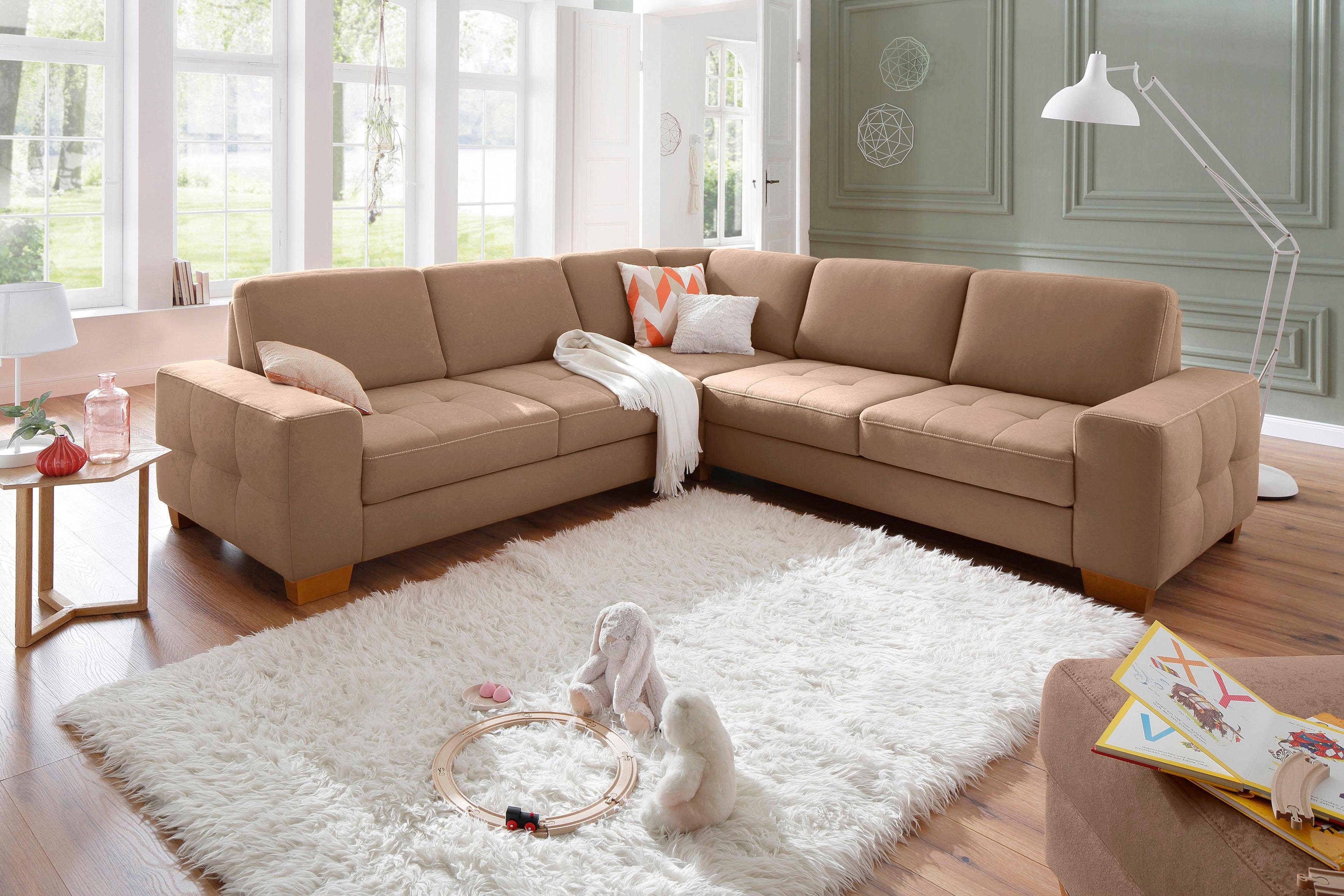 Home affaire Hoekbank Puccini L-vorm met binnenvering, zitdiepteverstelling, contrastnaad