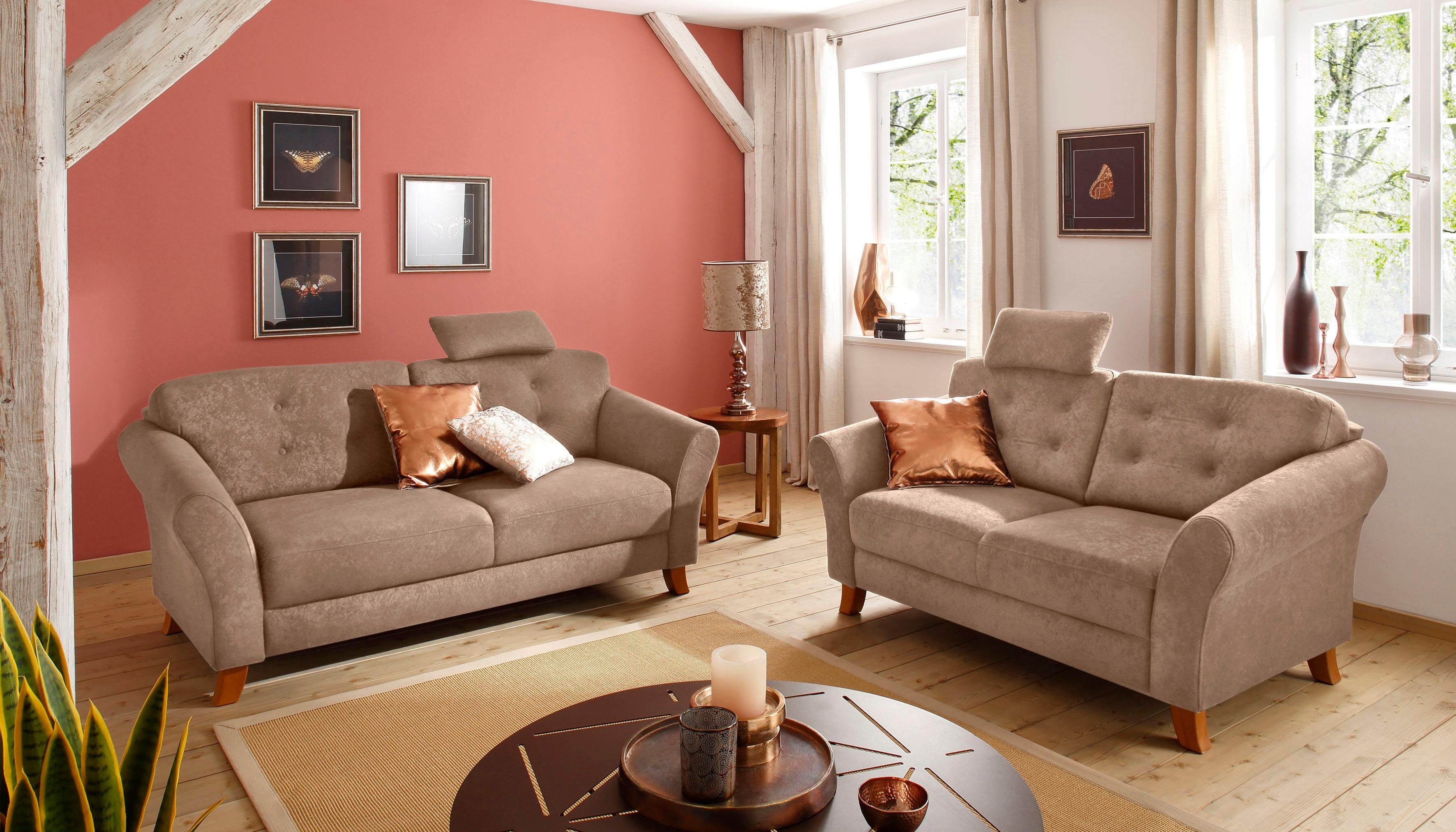 Home affaire 3-zitsbank Trondheim met binnenvering, capitonnage achter