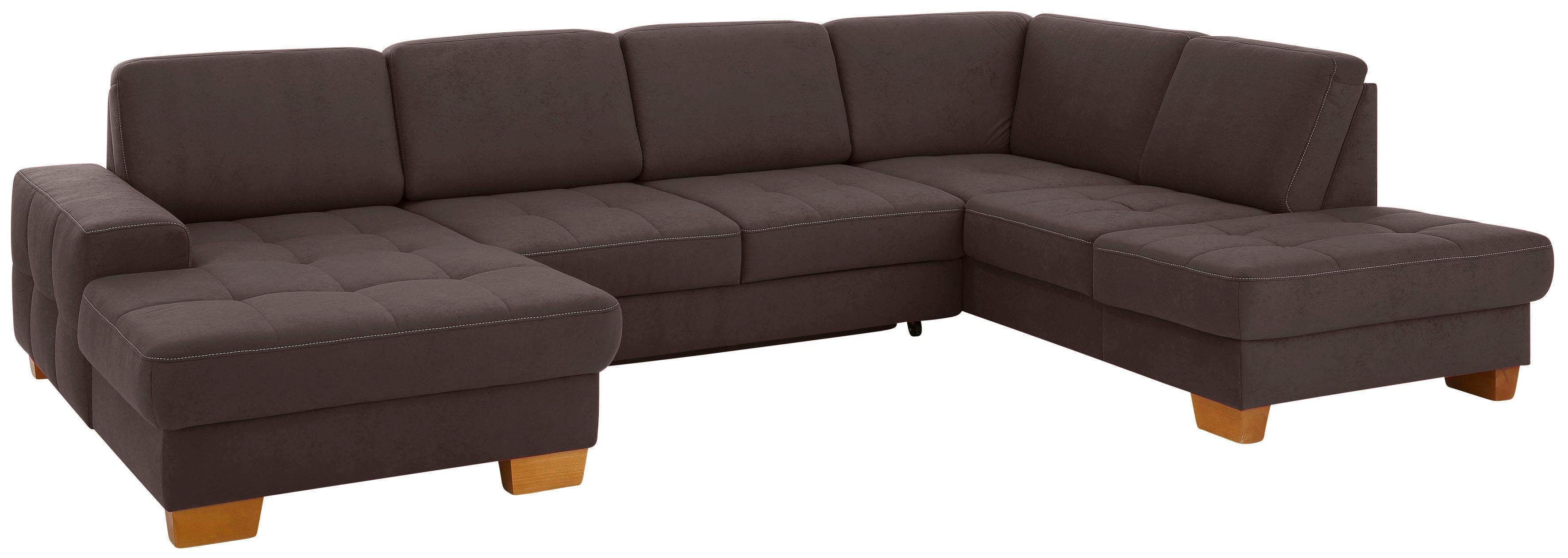 Home affaire Zithoek Puccini U-vorm met binnenvering, zitdiepteverstelling, contrastnaad