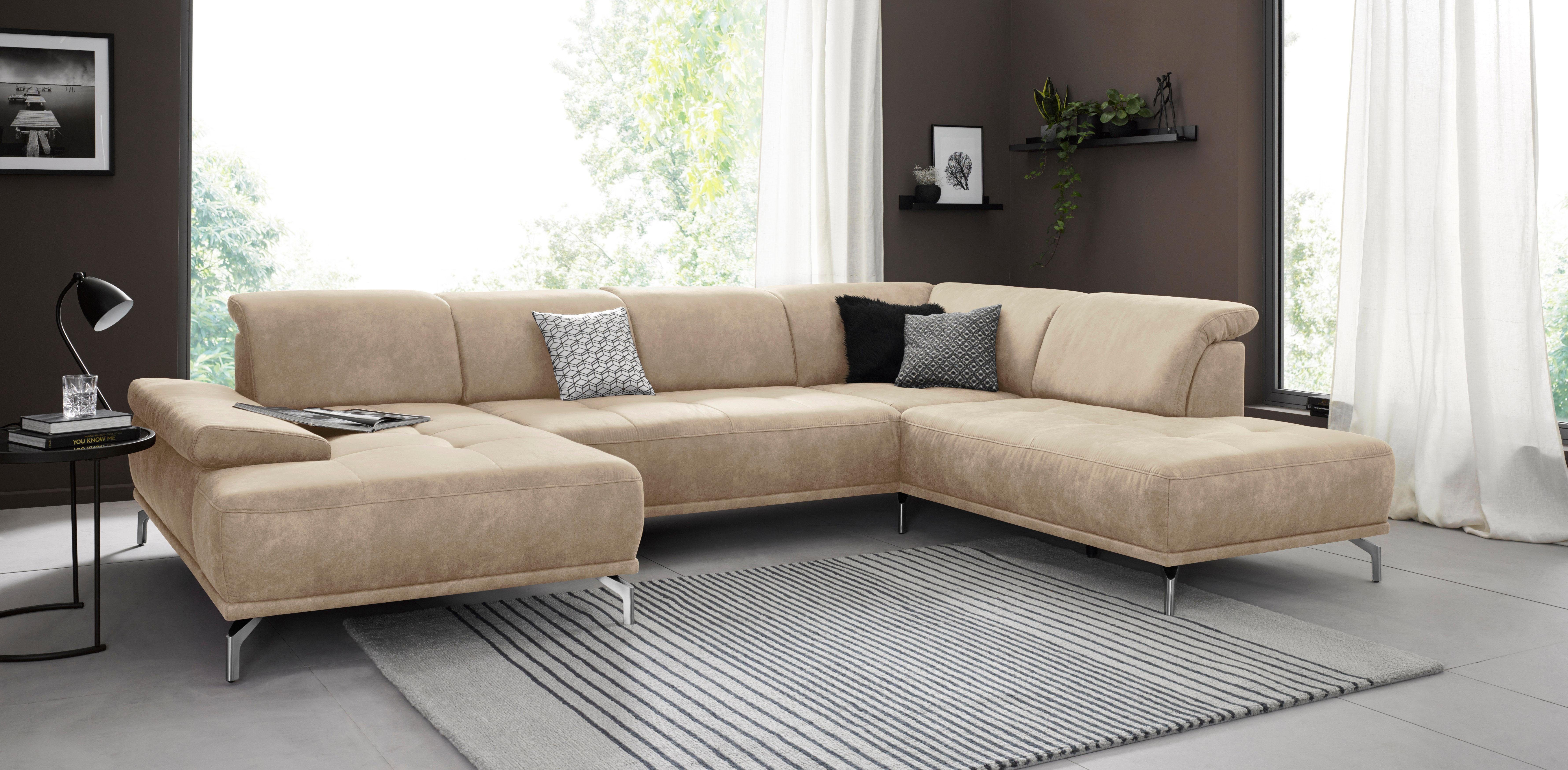 Places of Style Zithoek Caluna Inclusief zitdiepteverstelling beige, zithoeken, Récamier links