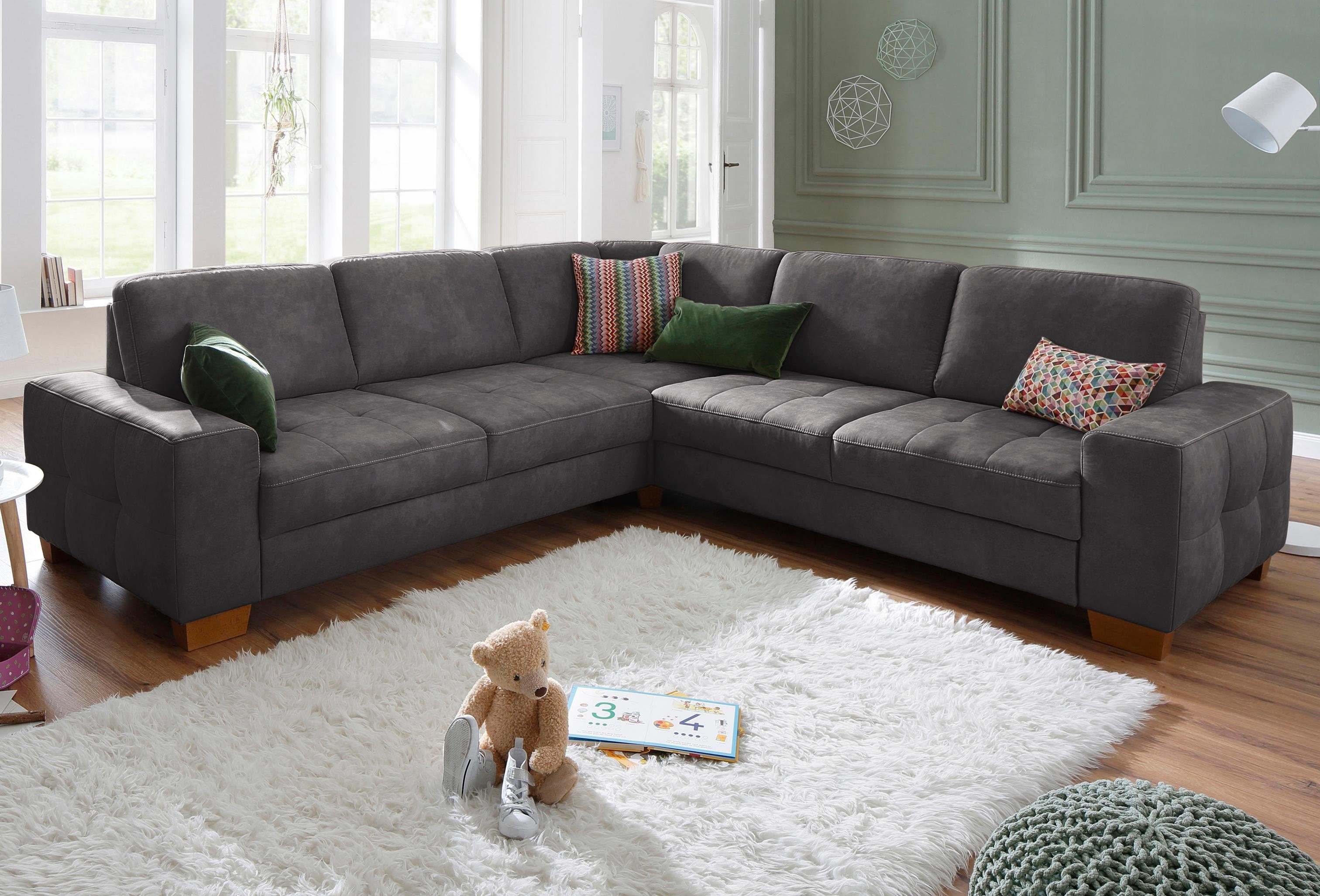 Home affaire Hoekbank Puccini L-vorm met binnenvering, zitdiepteverstelling, contrastnaad