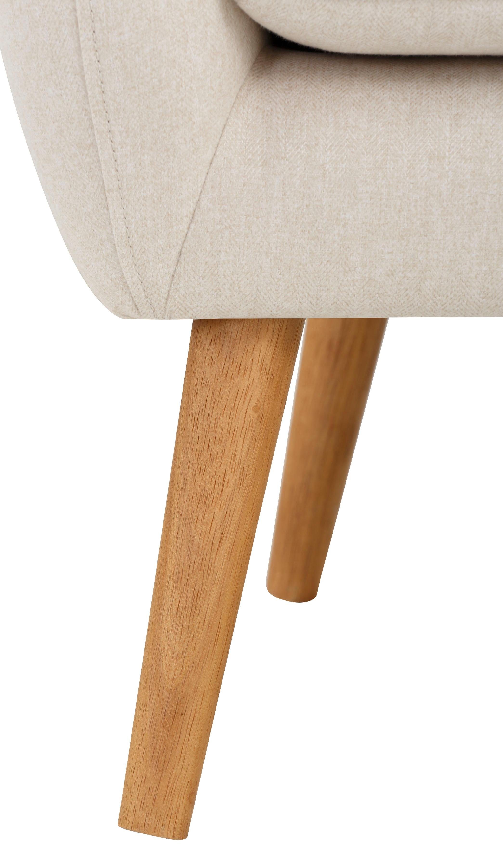 Home affaire Oorfauteuil Yamuna met beklede zitting, frame en poten van massief hout, zithoogte 47 cm