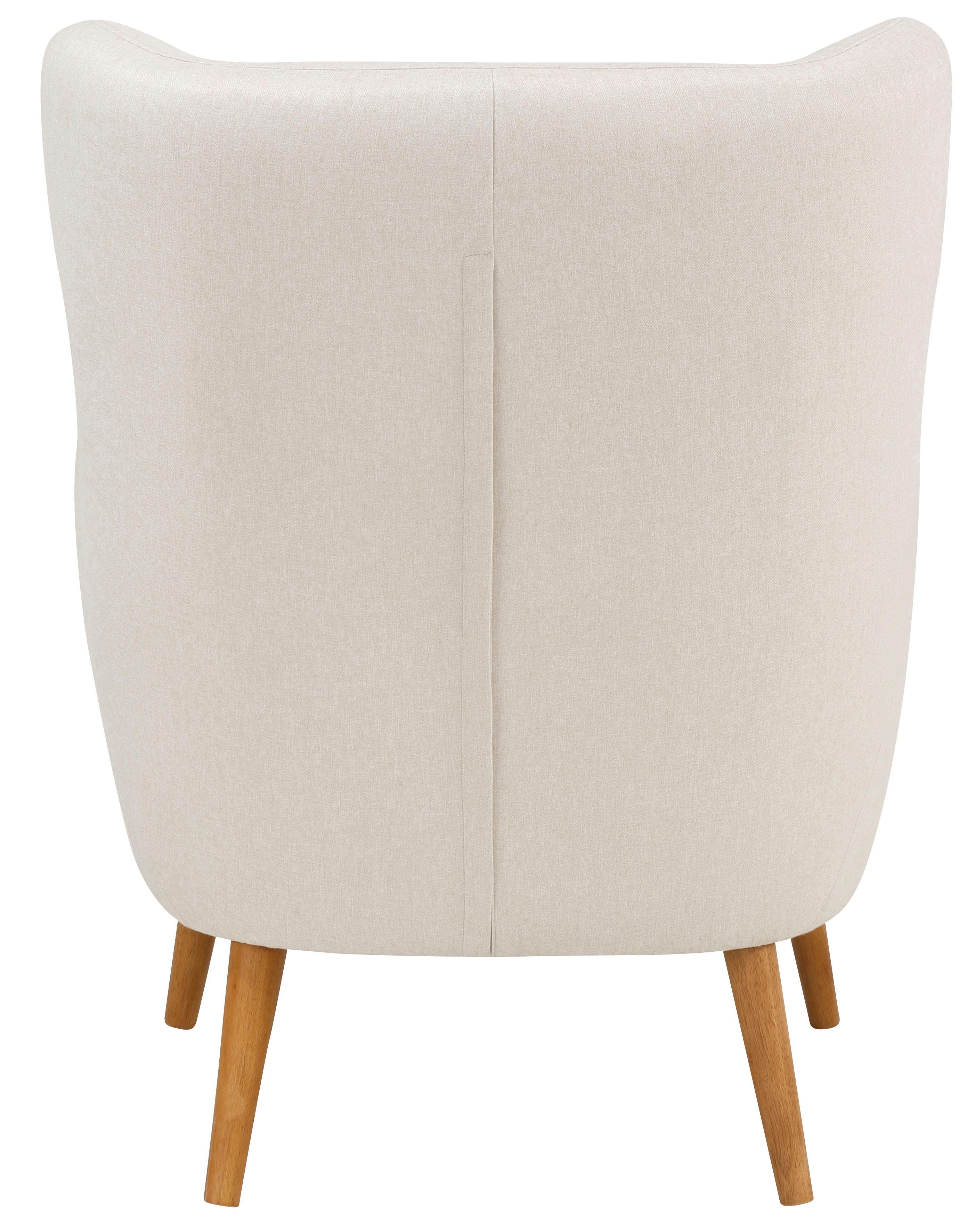 Home affaire Oorfauteuil Yamuna met beklede zitting, frame en poten van massief hout, zithoogte 47 cm