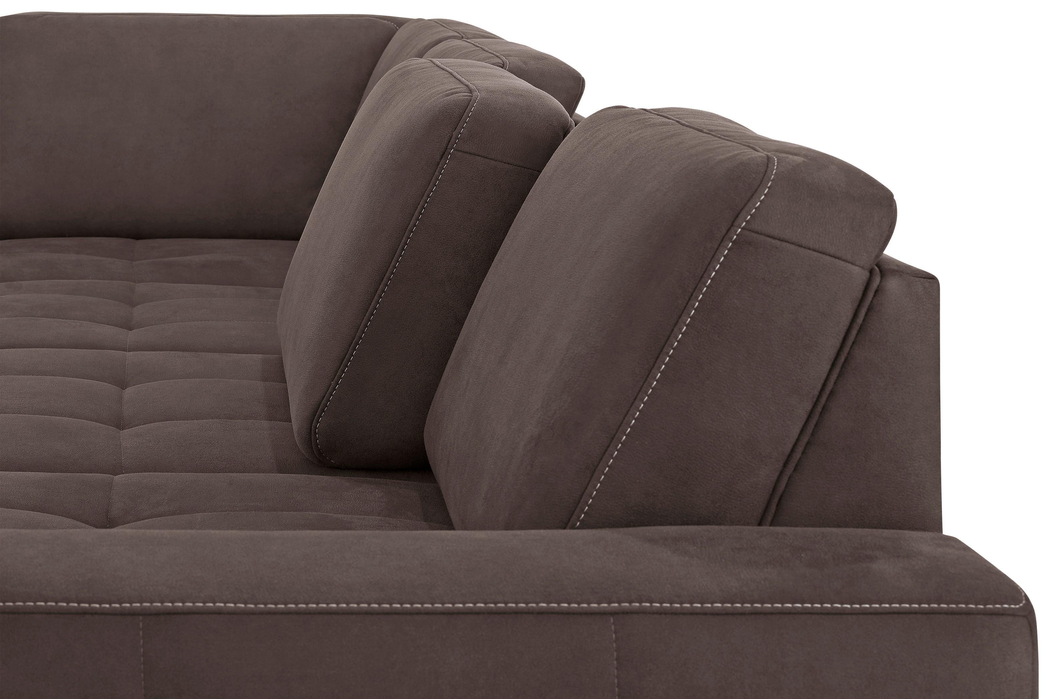 Home affaire Zithoek Puccini U-vorm met binnenvering, zitdiepteverstelling, contrastnaad