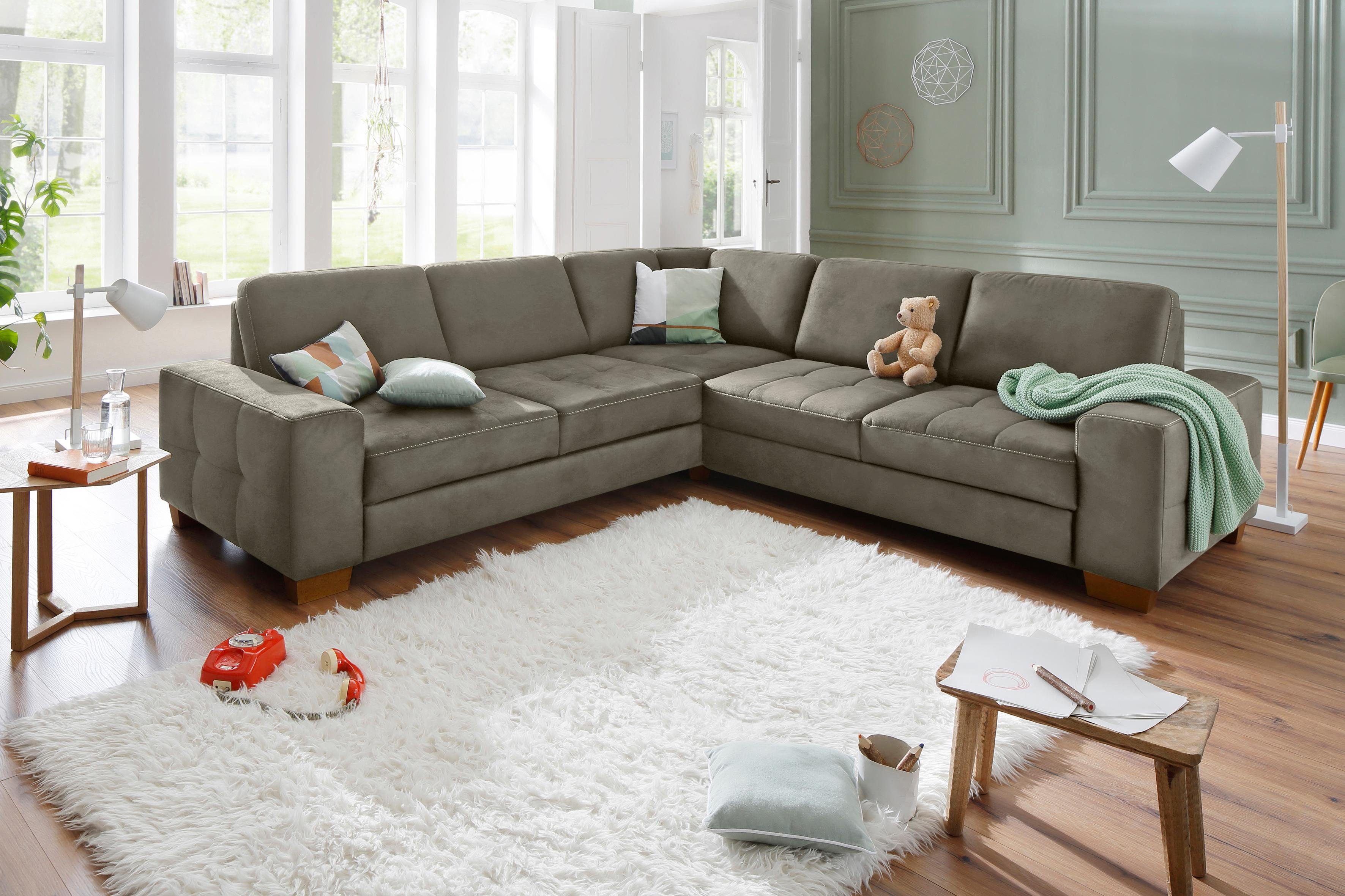 Home affaire Hoekbank Puccini L-vorm met binnenvering, zitdiepteverstelling, contrastnaad
