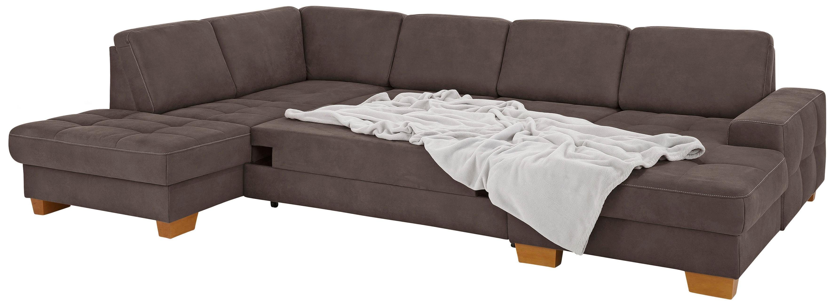 Home affaire Zithoek Puccini U-vorm met binnenvering, zitdiepteverstelling, contrastnaad