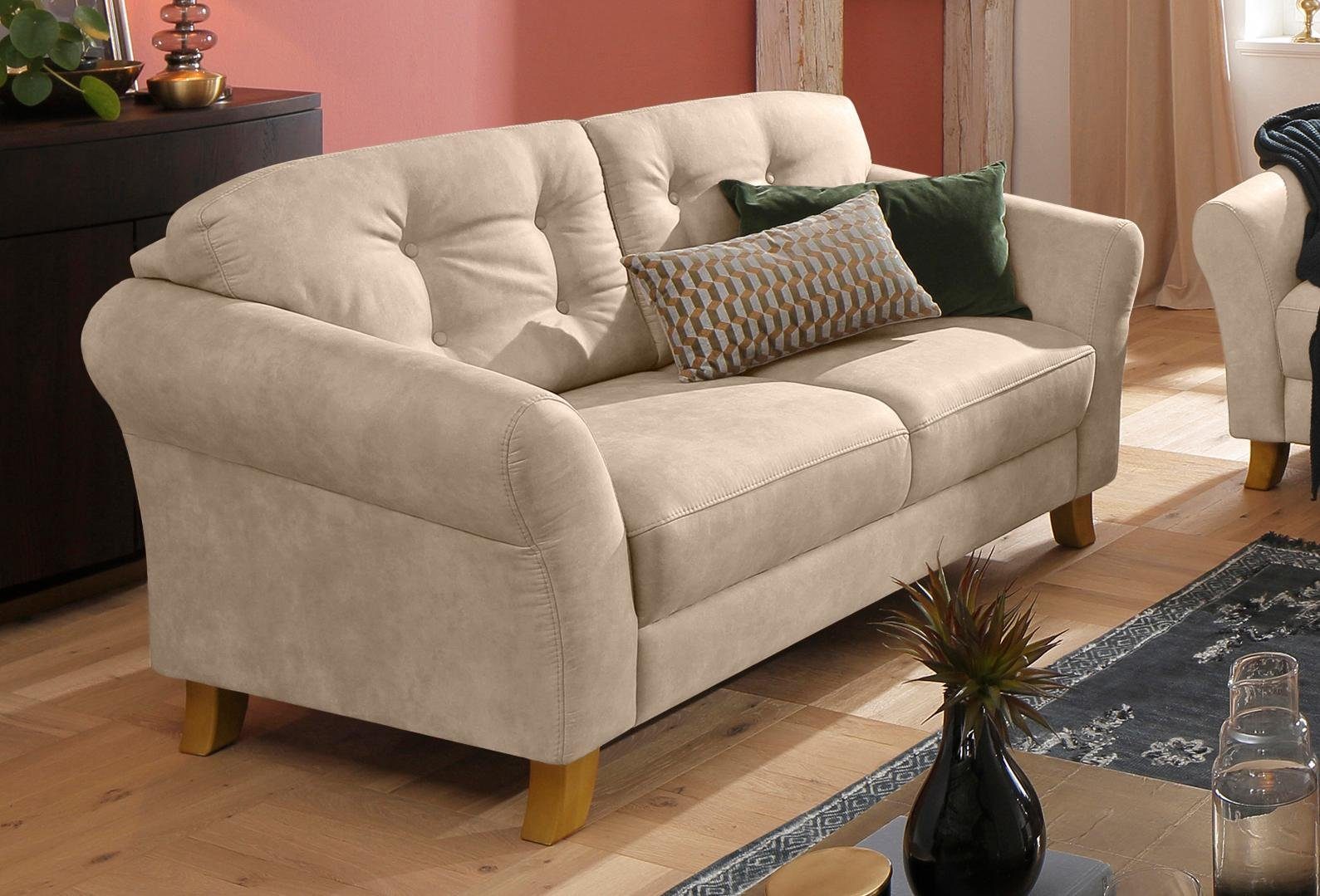 Home affaire 3-zitsbank Trondheim met binnenvering, capitonnage achter beige, 3-zitsbanken, 192 cm