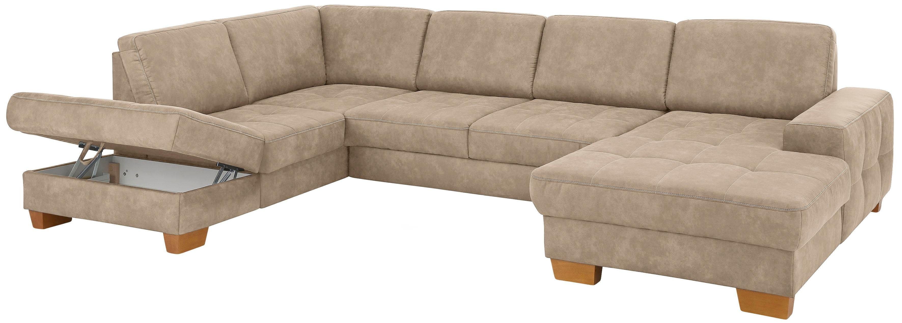 Home affaire Zithoek Puccini U-vorm met binnenvering, zitdiepteverstelling, contrastnaad