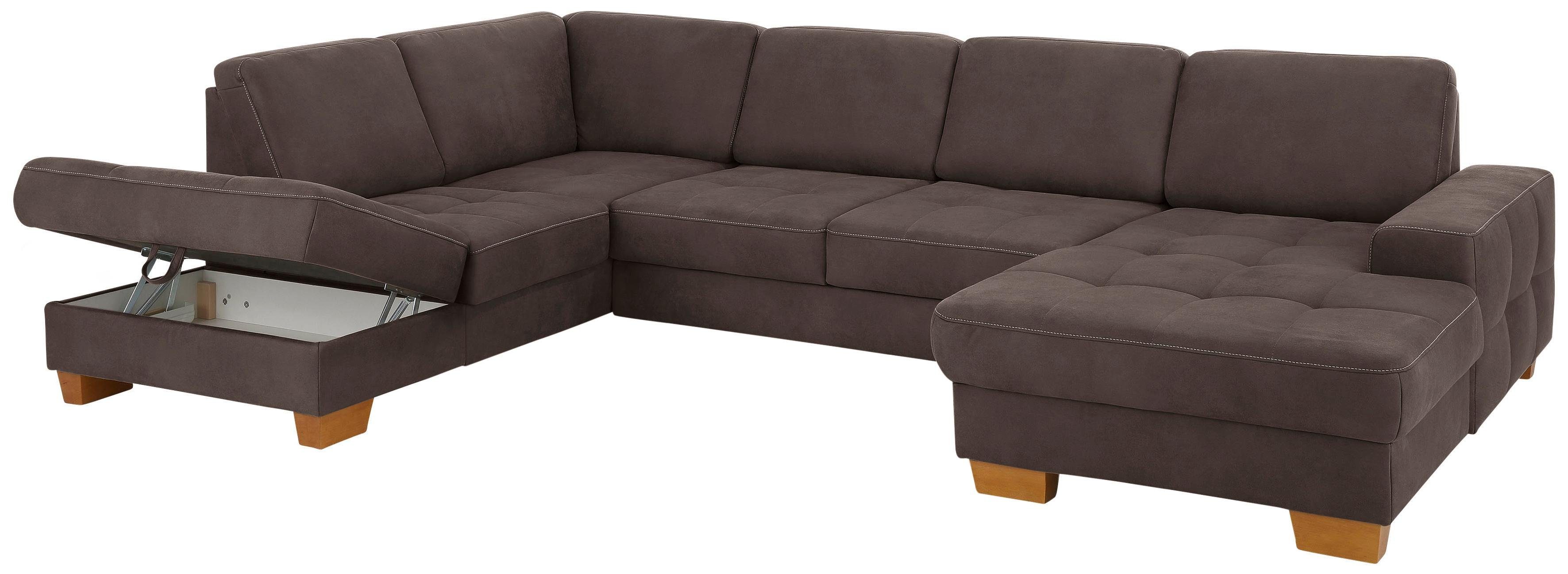 Home affaire Zithoek Puccini U-vorm met binnenvering, zitdiepteverstelling, contrastnaad