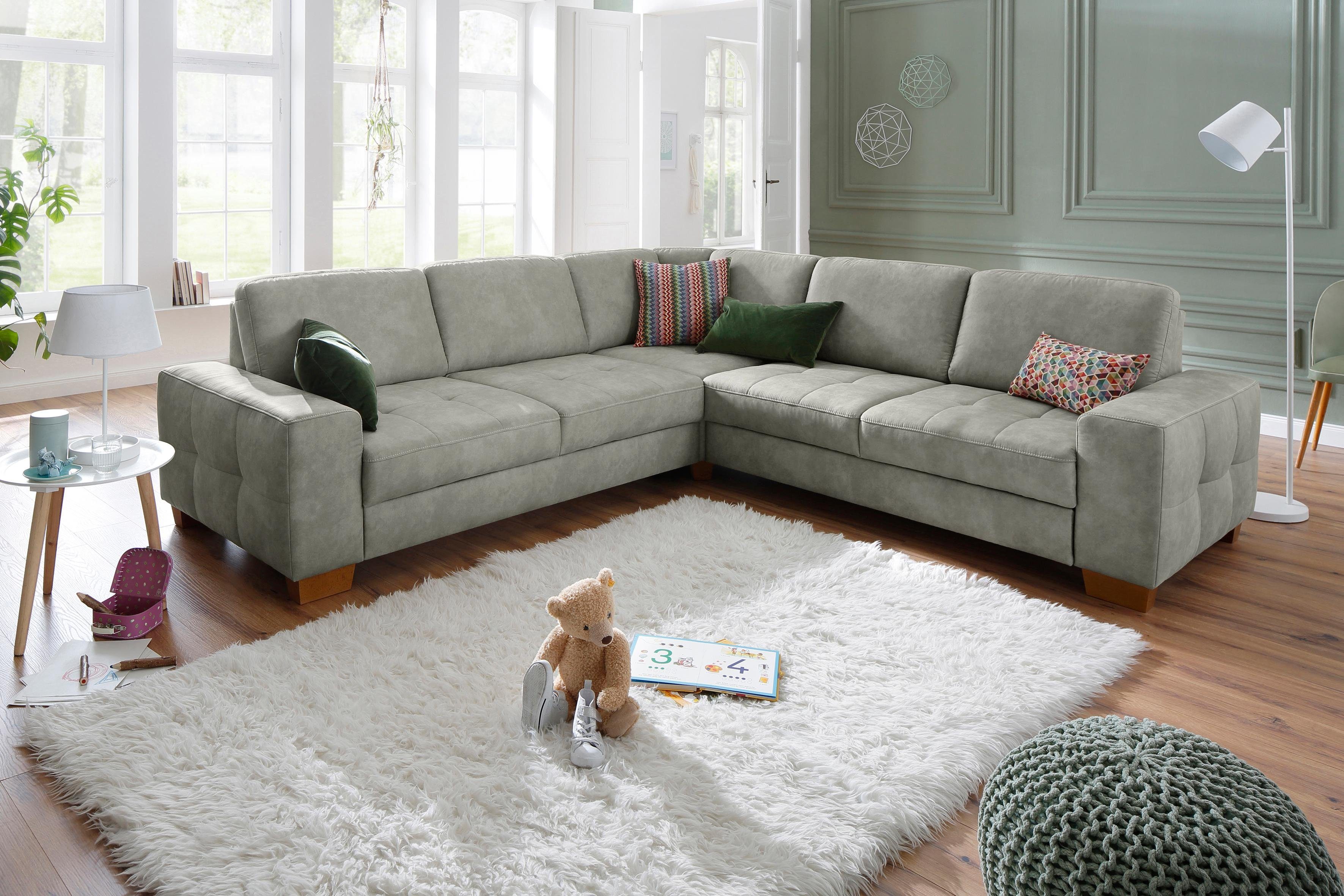 Home affaire Hoekbank Puccini L-vorm met binnenvering, zitdiepteverstelling, contrastnaad