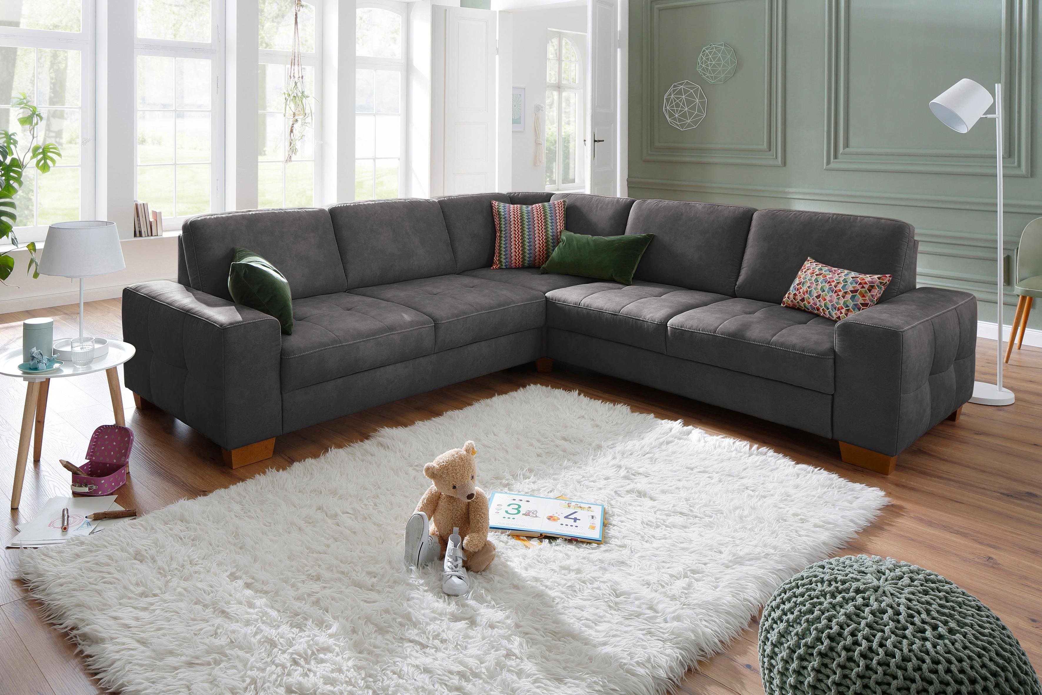 Home affaire Hoekbank Puccini L-vorm met binnenvering, zitdiepteverstelling, contrastnaad