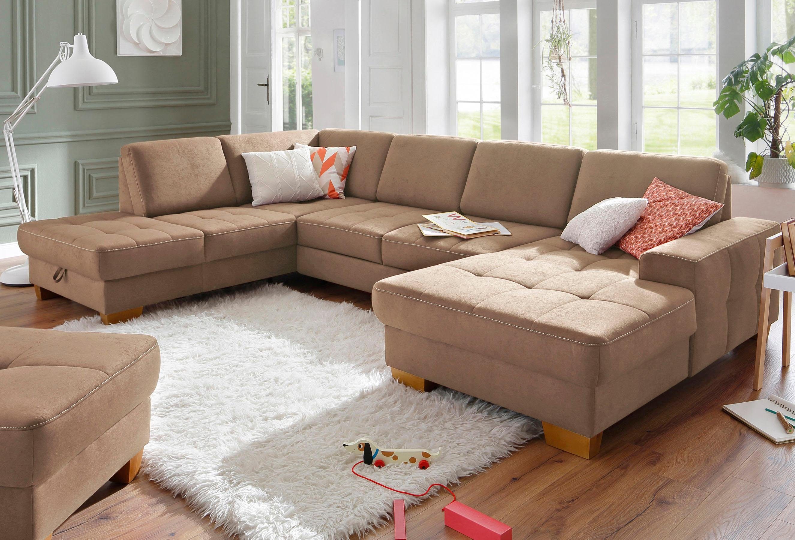 Home affaire Zithoek Puccini U-vorm met binnenvering, zitdiepteverstelling, contrastnaad