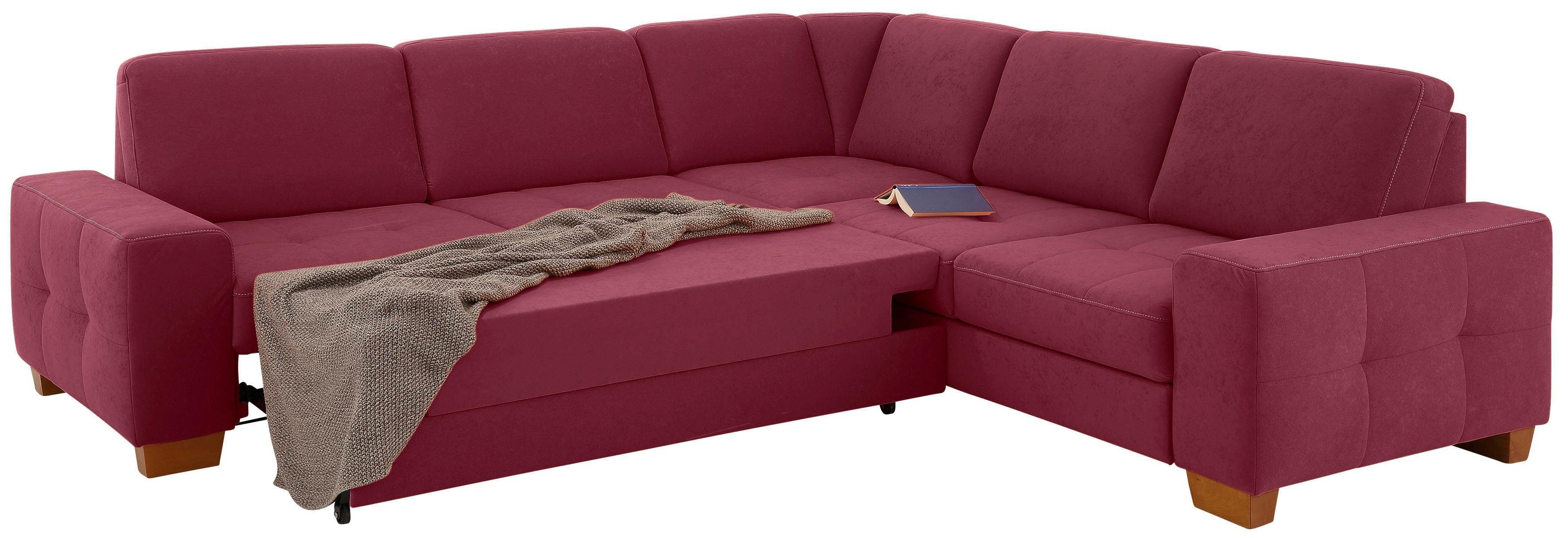 Home affaire Hoekbank Puccini L-vorm met binnenvering, zitdiepteverstelling, contrastnaad