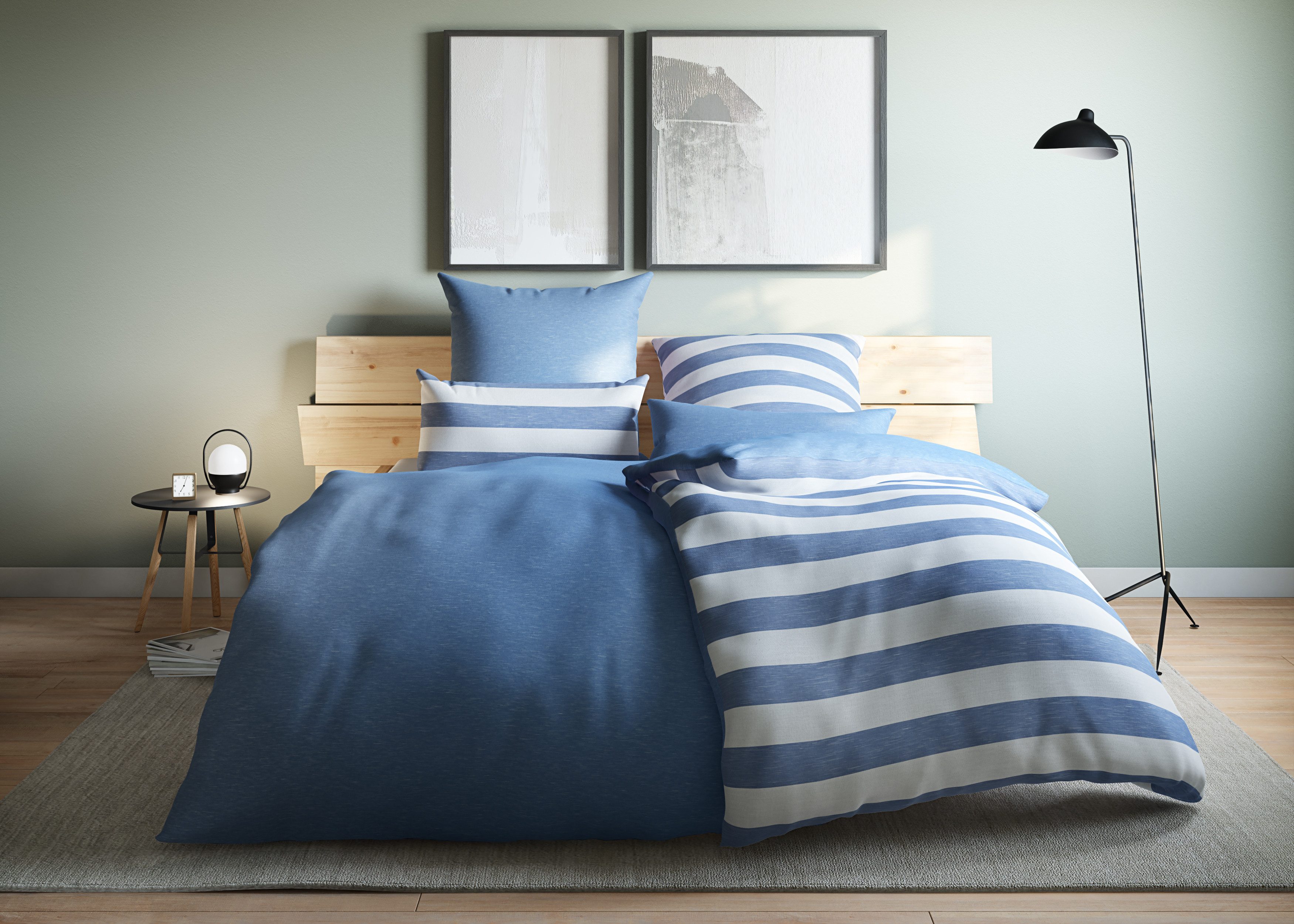 OTTO products Tweezijdig te gebruiken overtrekset Bigstripe 100% biokatoen gots-gecertificeerd, streepdesign in mêlee-look (2-delig)