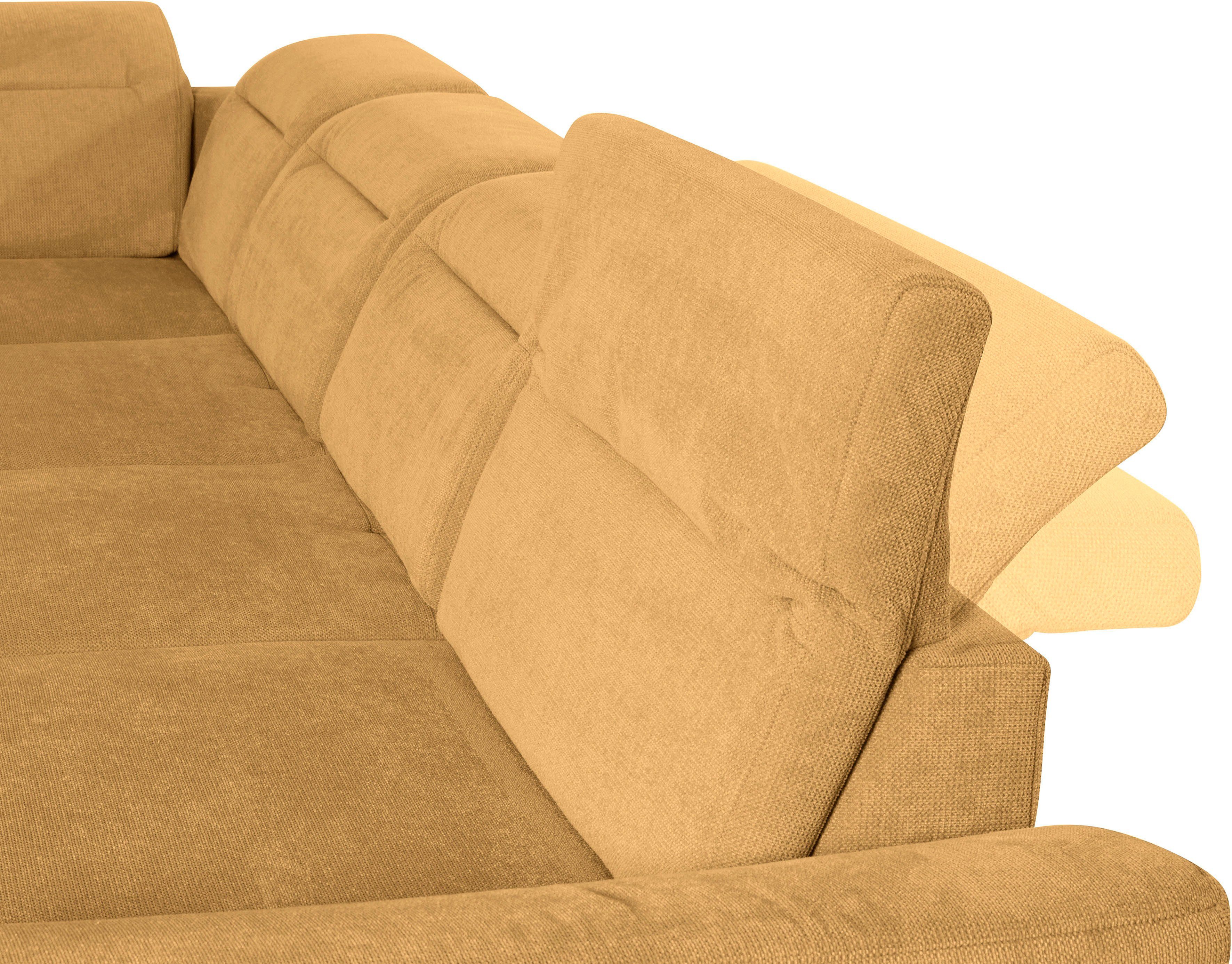 sit&more Zithoek Percy U-vorm 15 cm poothoogte, zitdiepteverstelling, naar keuze in 2 pootkleuren