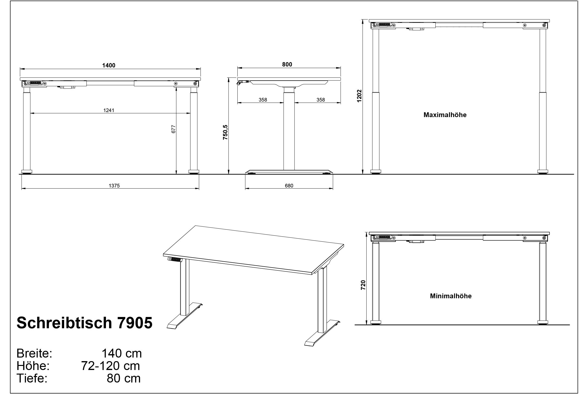 GERMANIA Kantoormeubelset Milaan incl. bureau, kastje op wieltjes en roomdivider (3-delig)