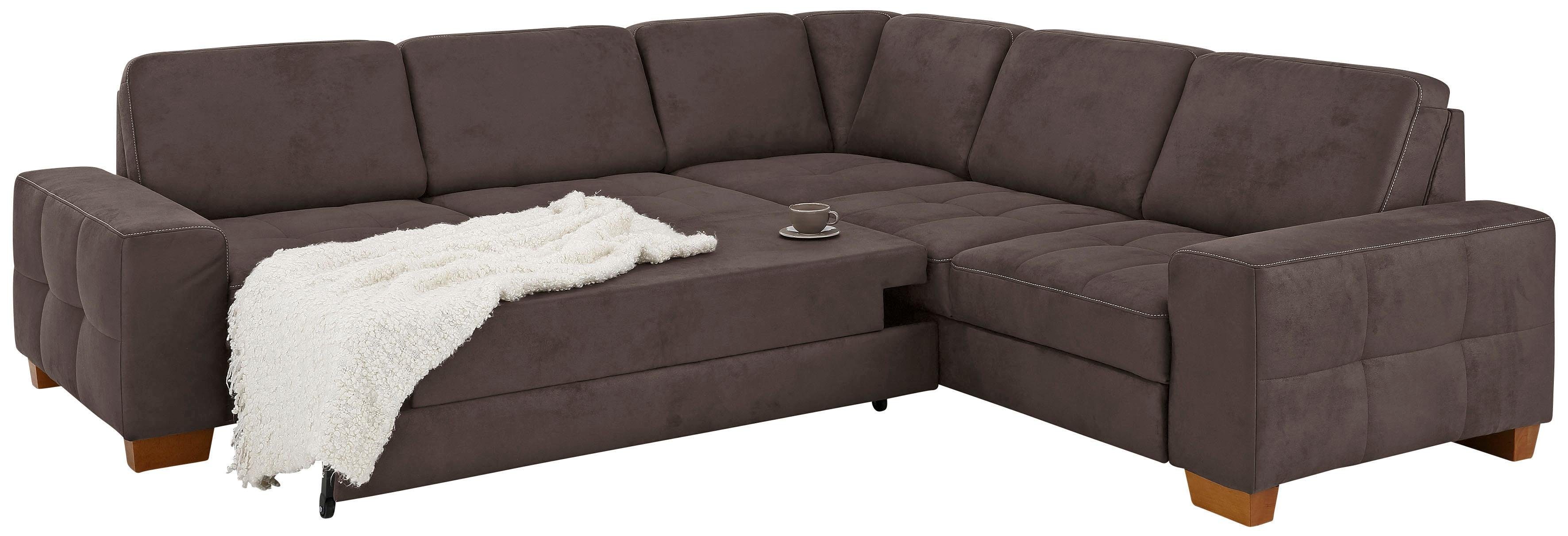 Home affaire Hoekbank Puccini L-vorm met binnenvering, zitdiepteverstelling, contrastnaad