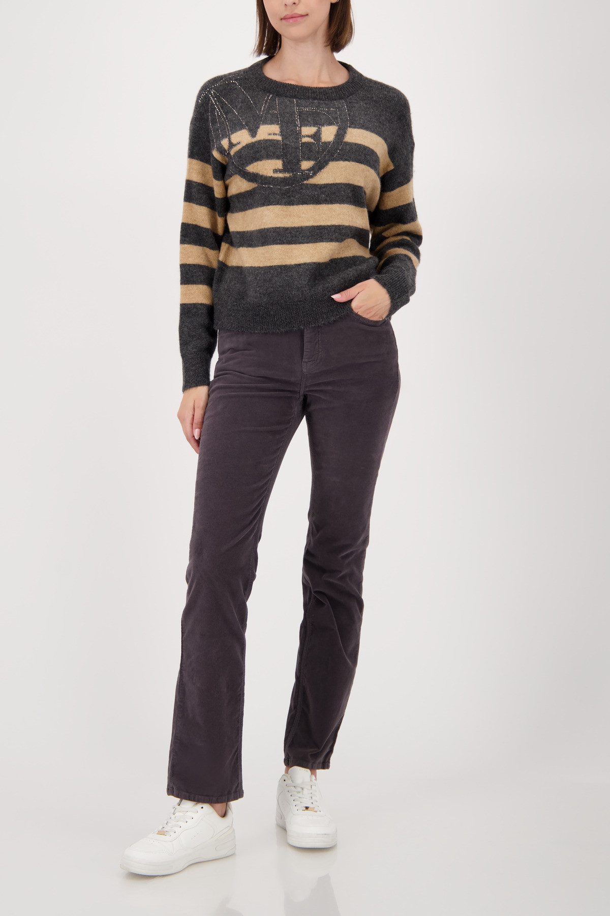 Monari Gebreide trui Regular fit met ronde hals