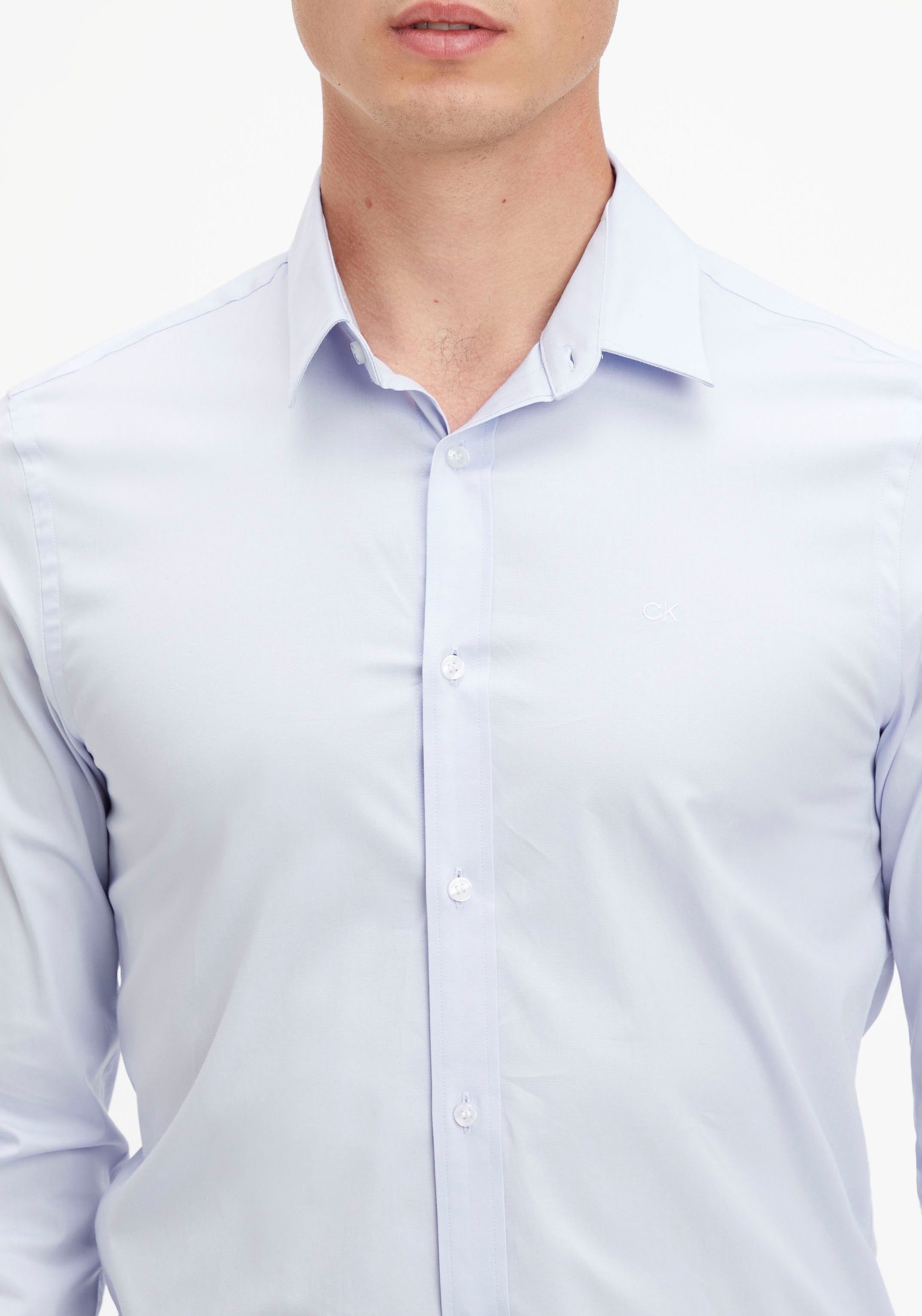 Calvin Klein Businessoverhemd STRETCH POPLIN SLIM SHIRT met calvin klein-logo op de borst