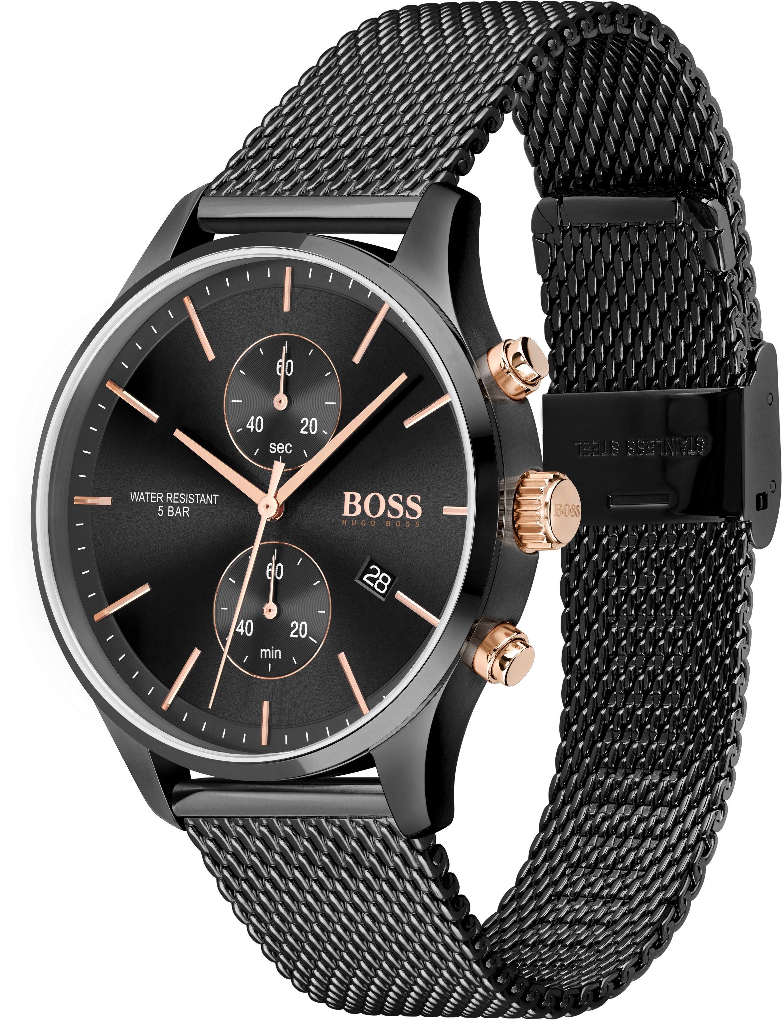 Boss Chronograaf ASSOCIATE Quartzhorloge, herenhorloge, horloge, stopwatchfunctie, roestvrijstalen band