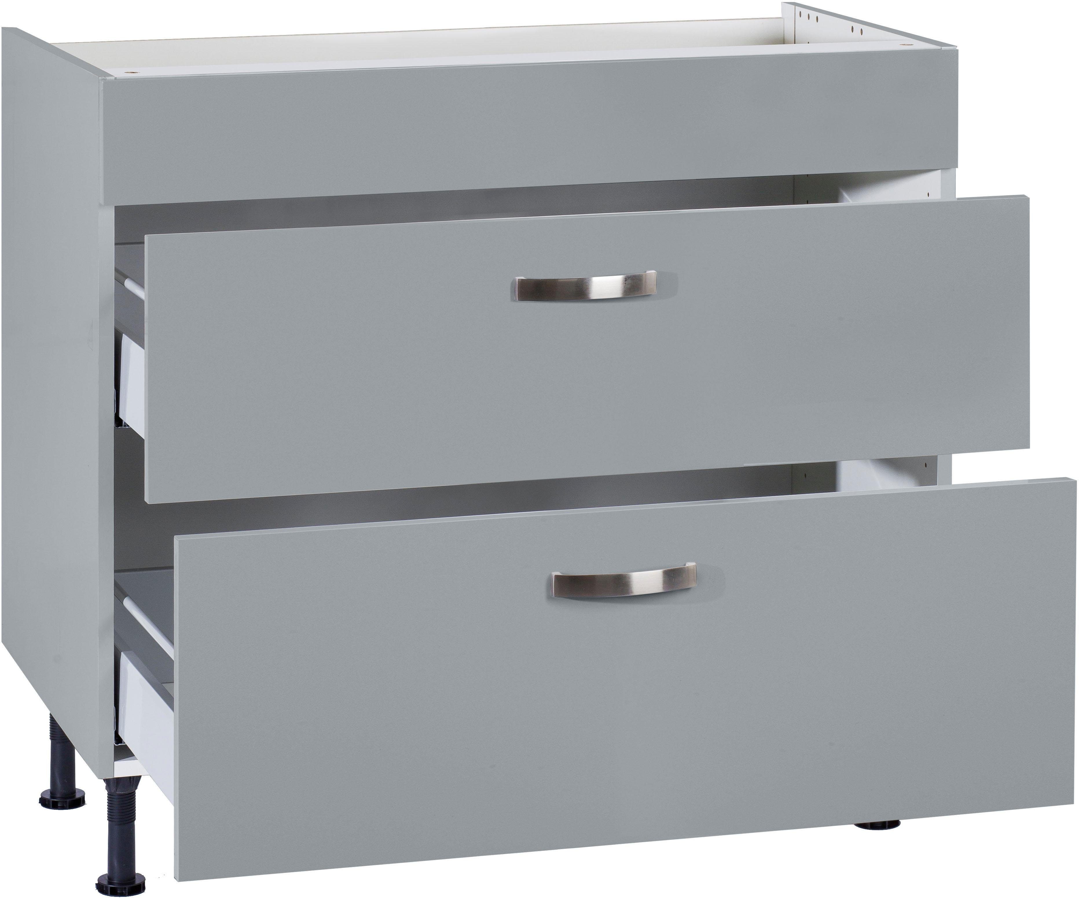 Kochstation Ombouwkast voor fornuis KS-Cara Breedte 90 cm, met volledig uittrekbare laden en soft-closefunctie