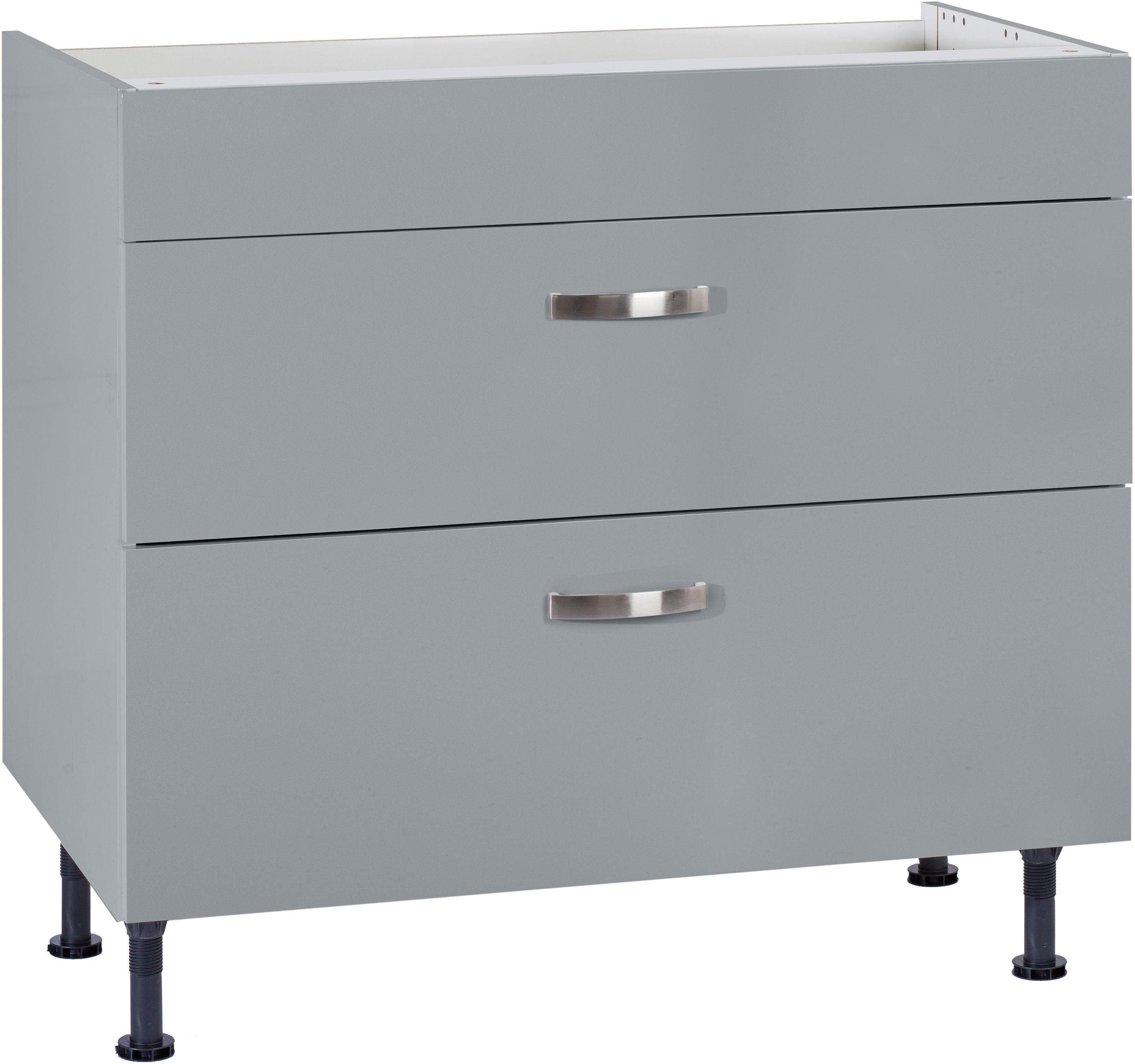 OPTIFIT Ombouwkast voor fornuis Cara Breedte 90 cm, met volledig uittrekbare laden en soft-closefunctie ombouwkasten grijs
